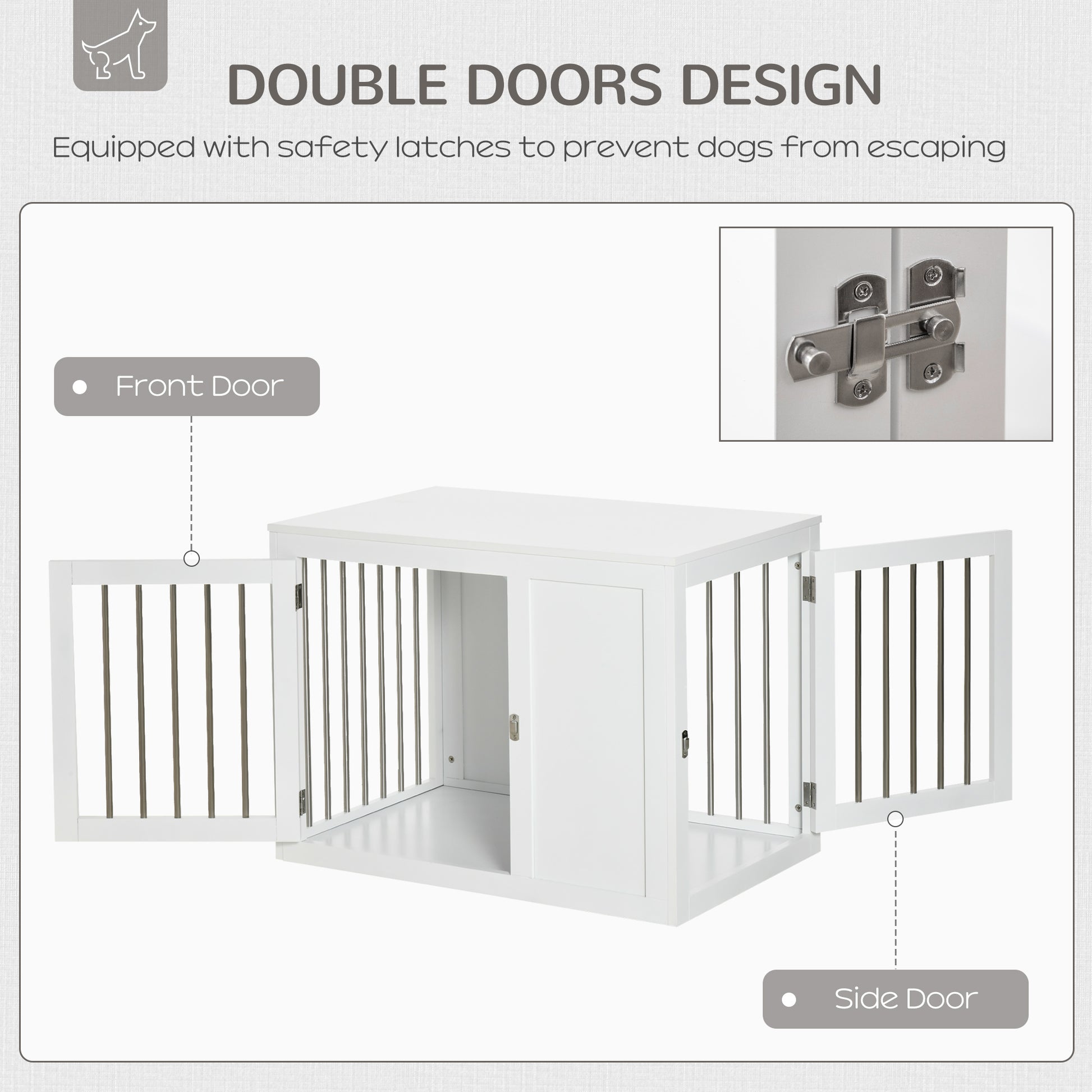2-in-1 Dog Crate Side Table - White Medium 36"-DECOROLALA