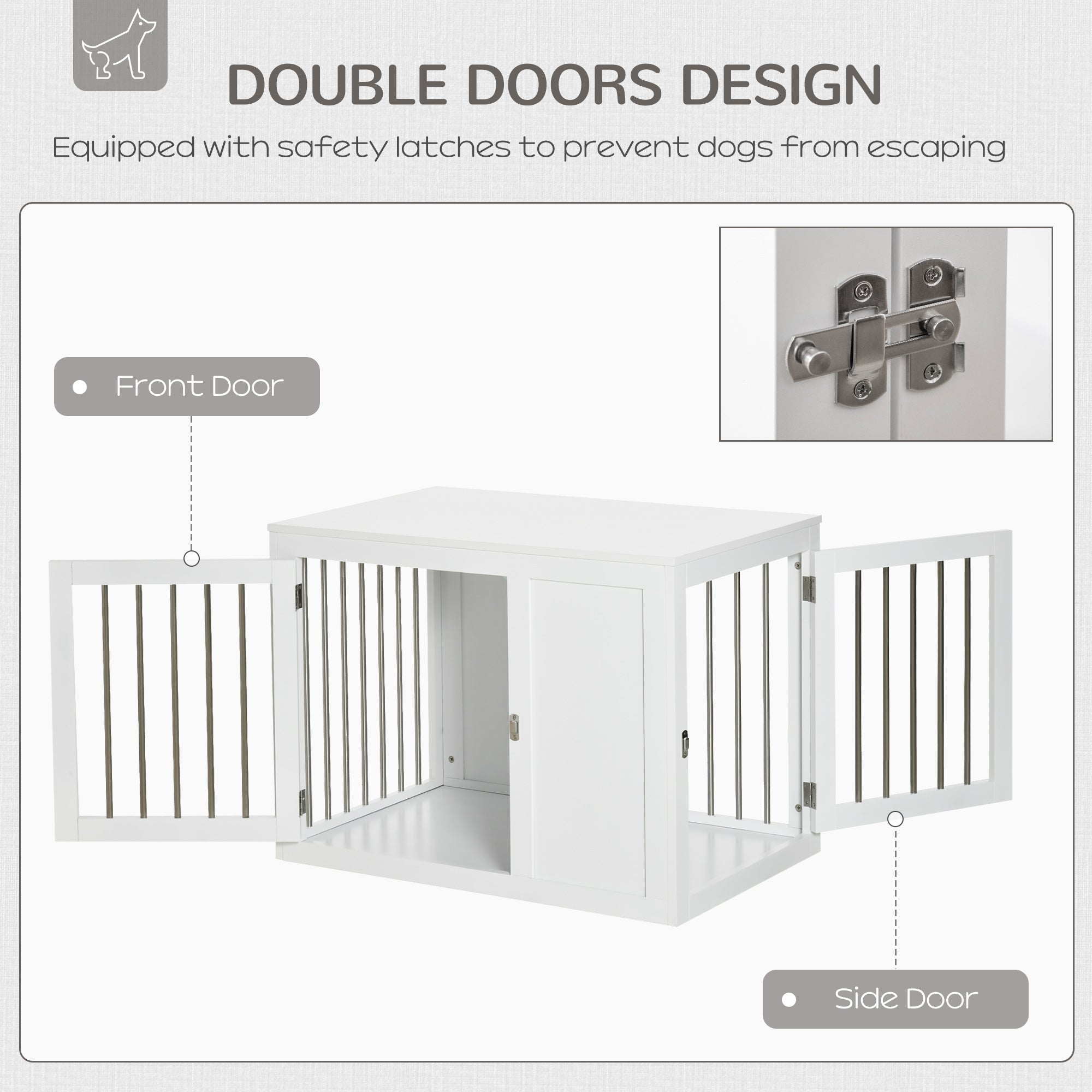 2-in-1 Dog Crate Side Table - White Medium 36"-DECOROLALA