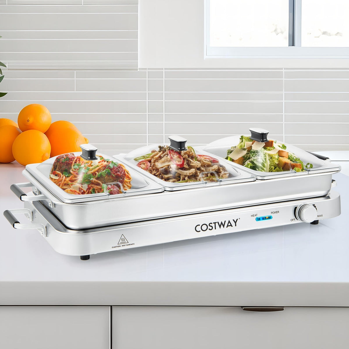 2 in 1 Electric Warming Tray with Temperature Control-Food Warmers & Burners-DECOROLALA