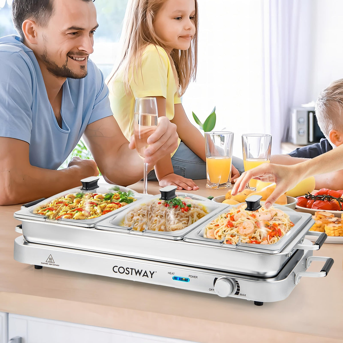 2 in 1 Electric Warming Tray with Temperature Control-Food Warmers & Burners-DECOROLALA