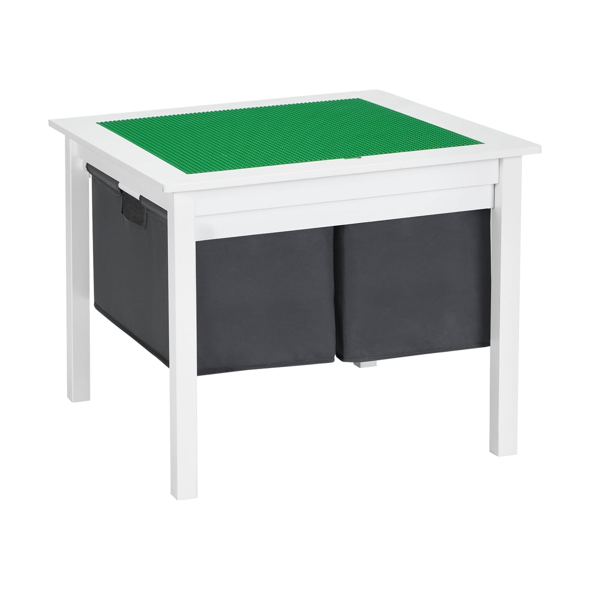 2-in-1 Kids Double-sided Activity Building Block Table with Drawers-White-Kids Tables & Chair Sets-DECOROLALA
