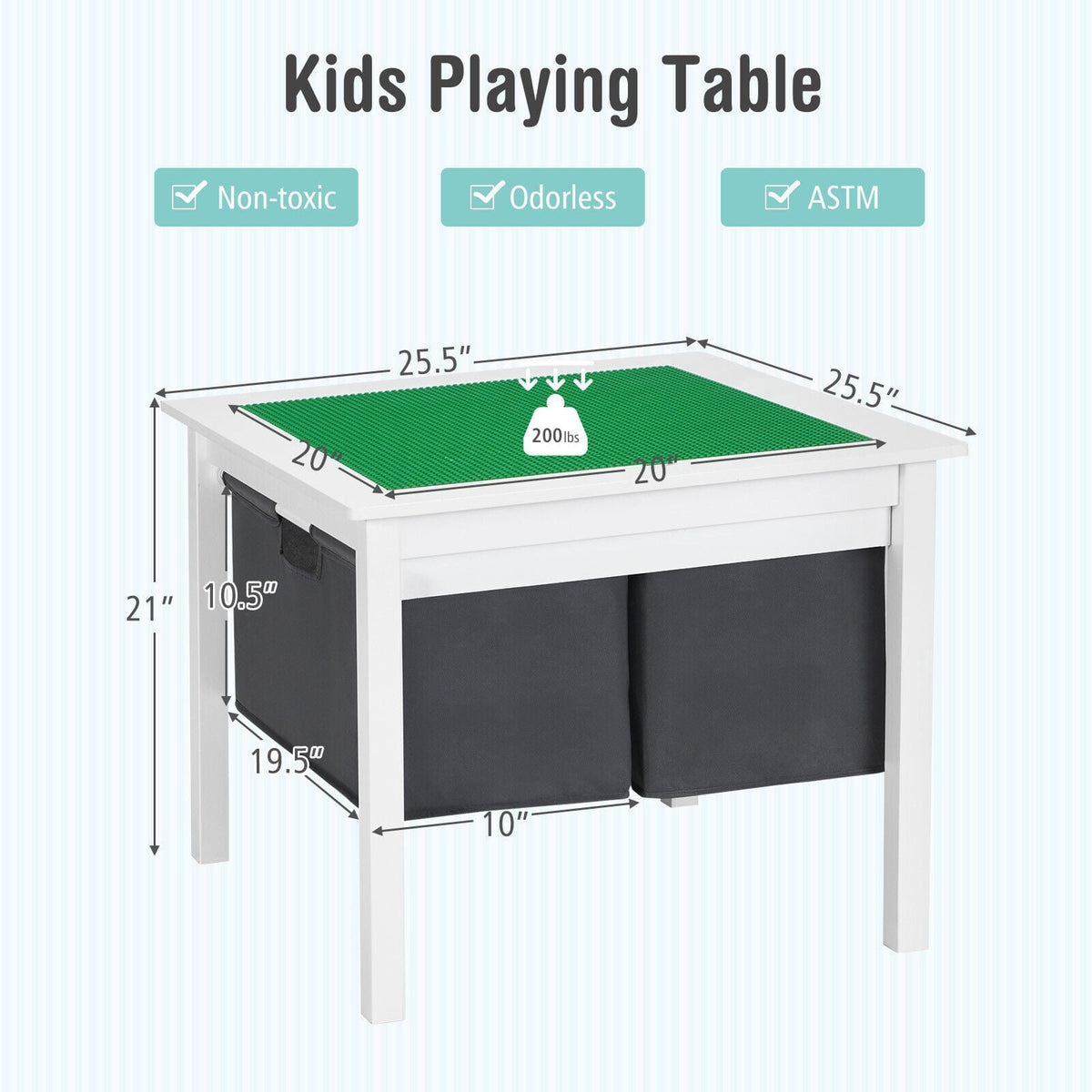 2-in-1 Kids Double-sided Activity Building Block Table with Drawers-White-Kids Tables & Chair Sets-DECOROLALA