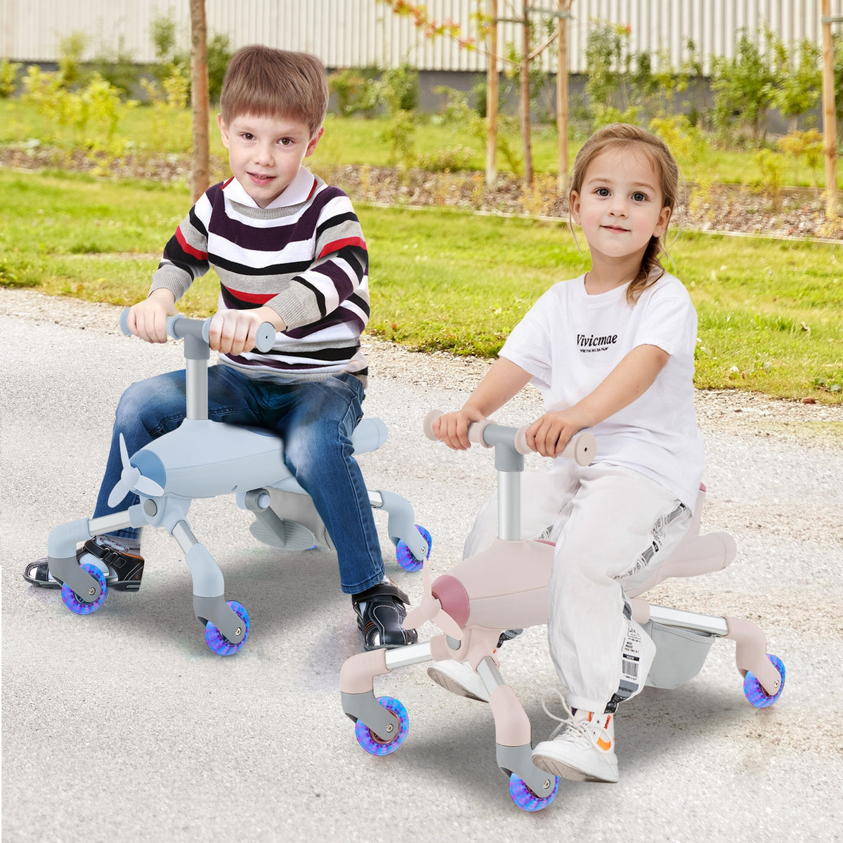 2-in-1 Kids Ride-on Push Car with LED Lighted Wheels