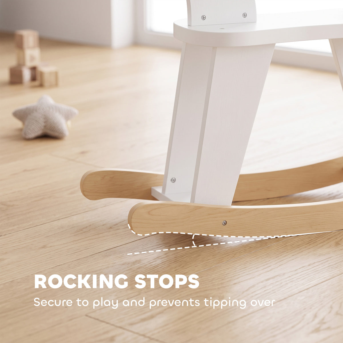 Rocking Horse, 2 in 1 Ride on Horse with Removable Fence, No-Tip Design, Gift for Toddlers 1.5-3 Years, White-Toys & Games > Baby & Toddler Toys > Riding & Rocking Toys > Rocking Horses-DECOROLALA