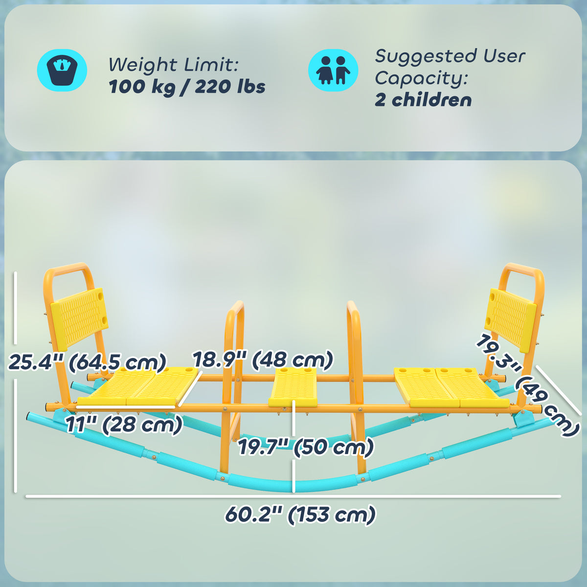 Teeter Totter Seesaw for Kids, 2 in 1 Metal Rocking Seesaw for Toddlers Age 3-8, Playground Equipment for Backyard-Toys & Games > Kids Outdoor Play > Gym Sets & Swings-DECOROLALA