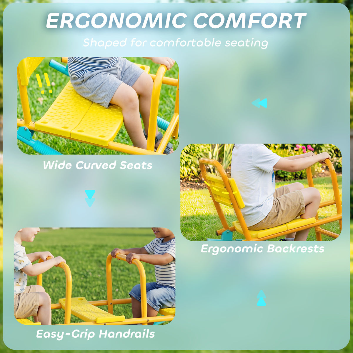 Teeter Totter Seesaw for Kids, 2 in 1 Metal Rocking Seesaw for Toddlers Age 3-8, Playground Equipment for Backyard-Toys & Games > Kids Outdoor Play > Gym Sets & Swings-DECOROLALA
