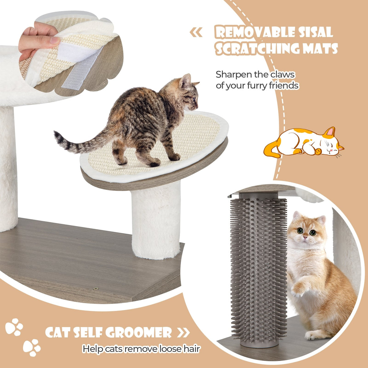 2-in-1 Modern Cat Tower with Litter Box Enclosure for Indoor Cars-Gray-Cat Trees & Scratchers-DECOROLALA