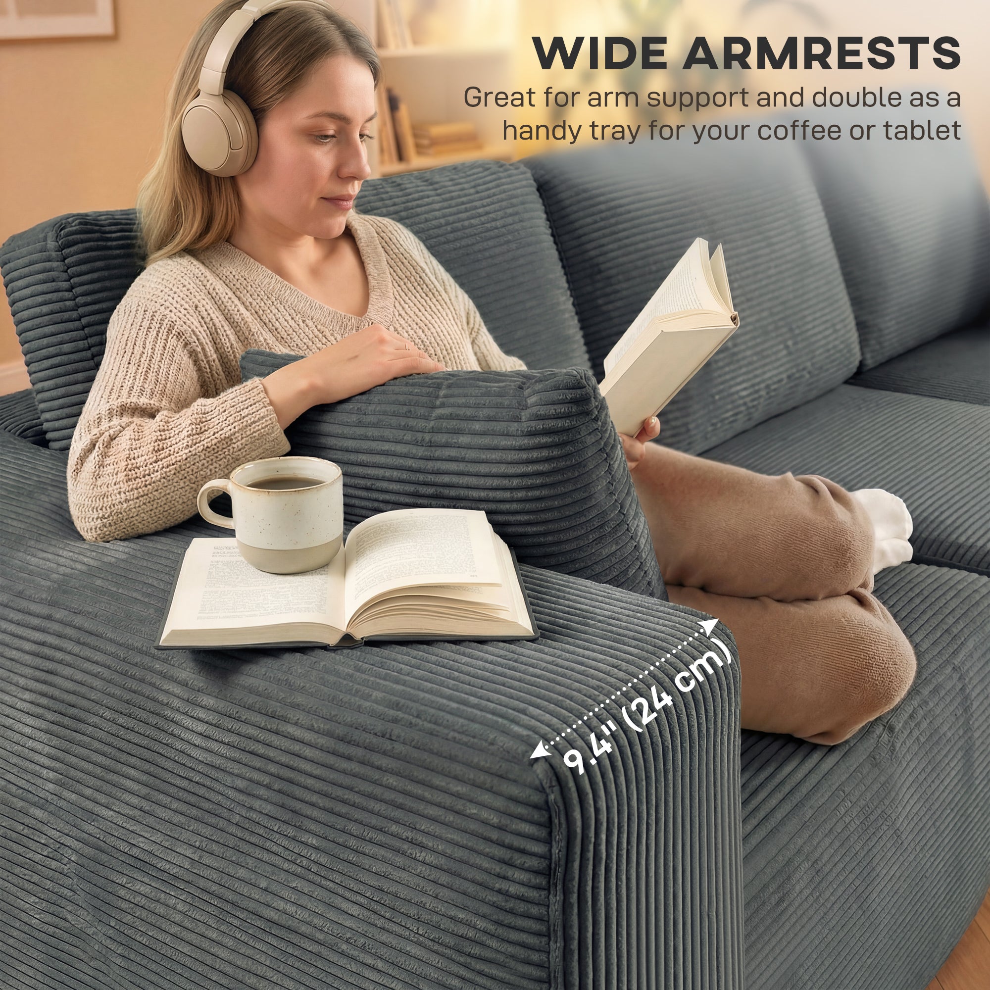 2-in-1 Modular Sectional Sofa Bed - Dark Grey-DECOROLALA