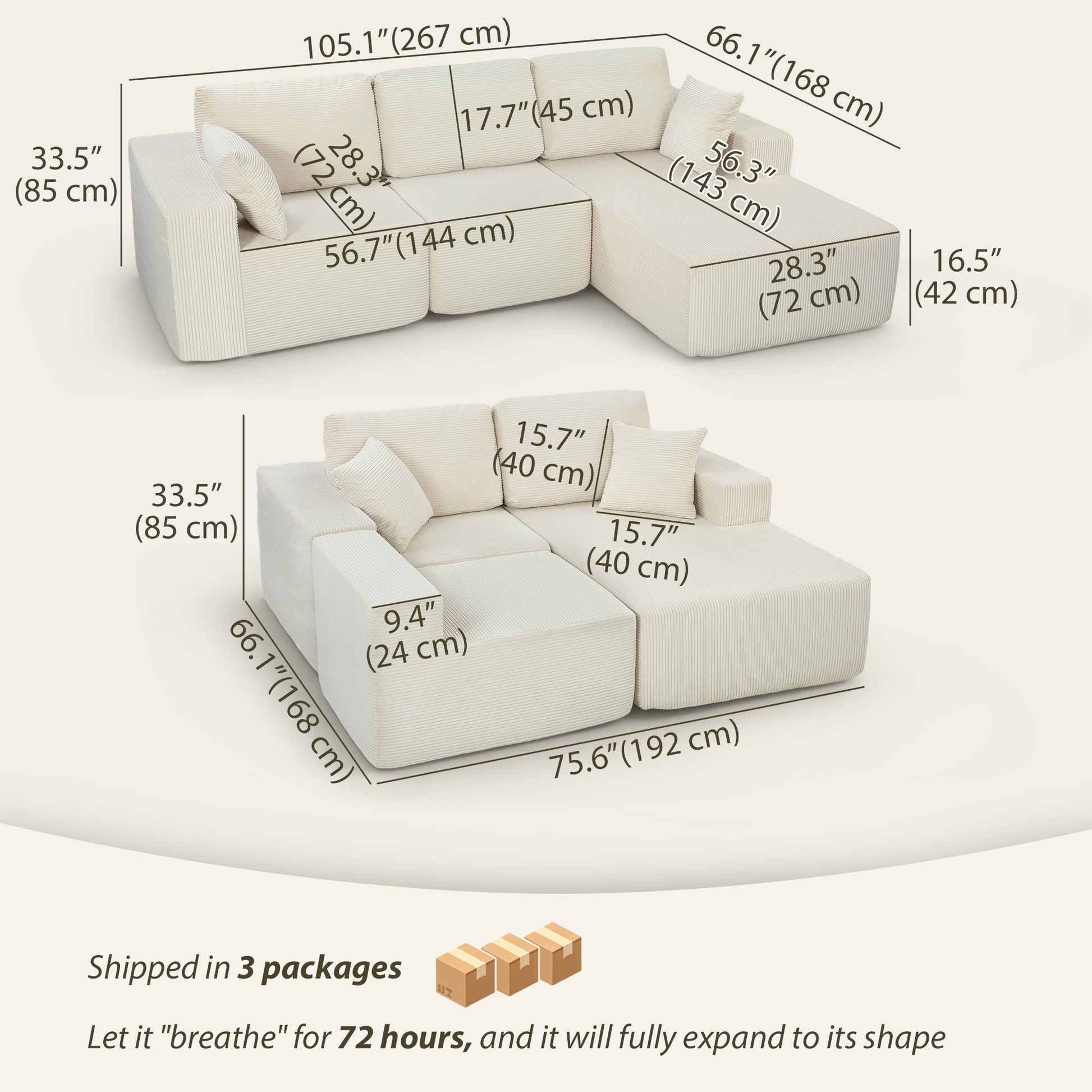 2-in-1 Modular Sectional Sofa Bed - Dark Grey-DECOROLALA