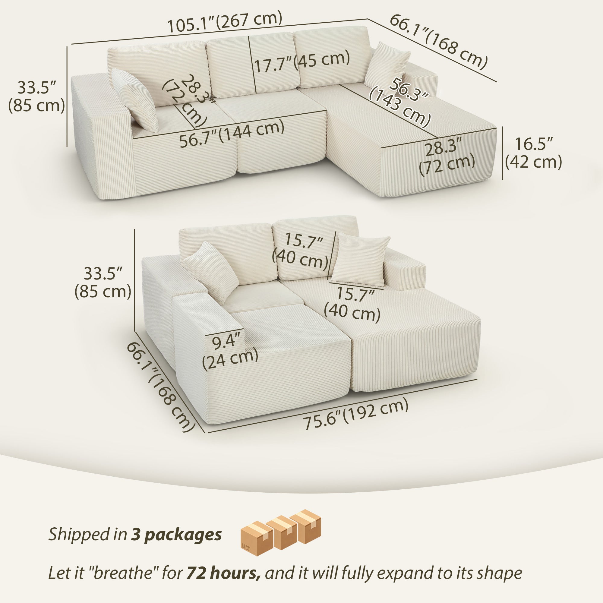 2-in-1 Modular Sectional Sofa Bed - Dark Grey-DECOROLALA
