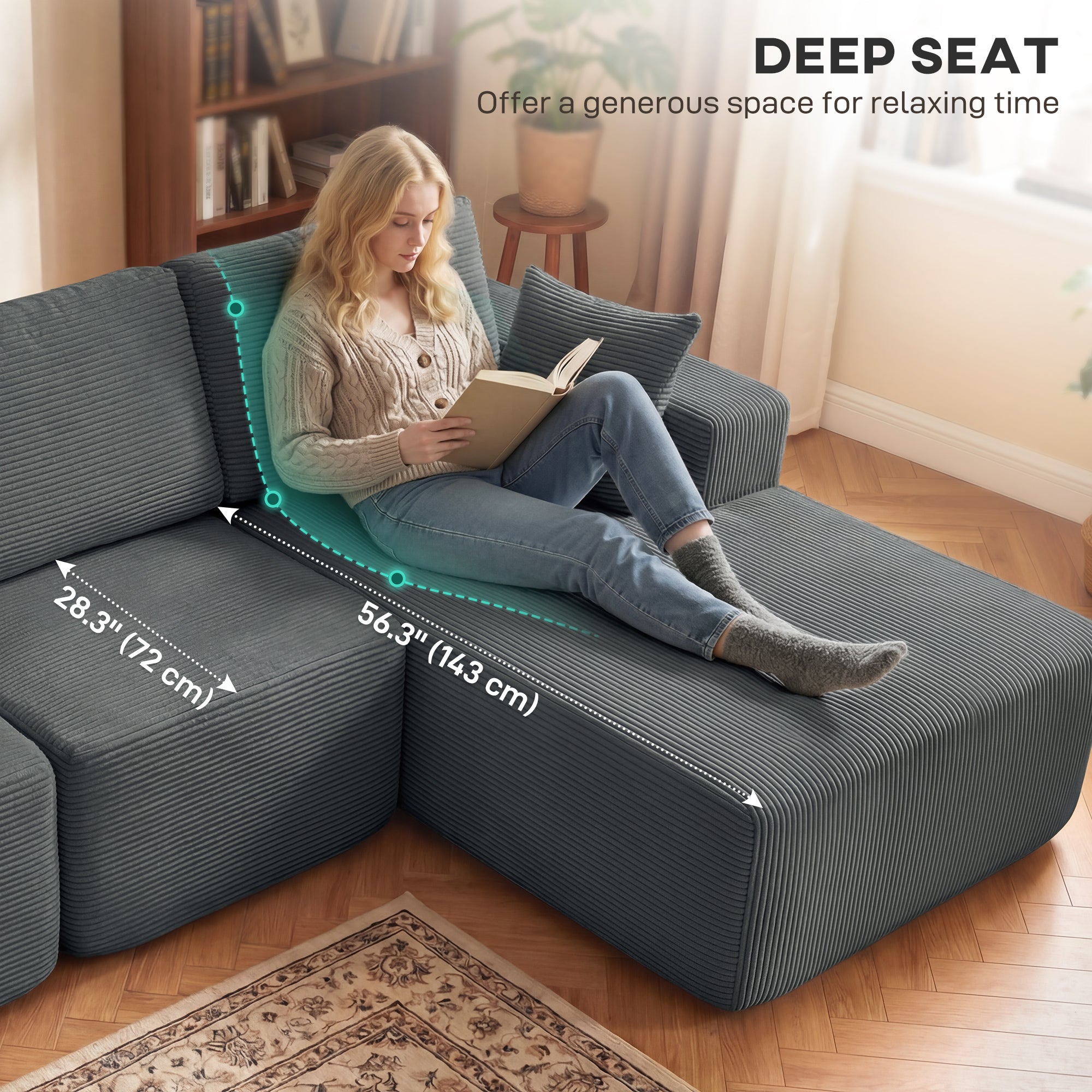 2-in-1 Modular Sectional Sofa Bed - Dark Grey-DECOROLALA