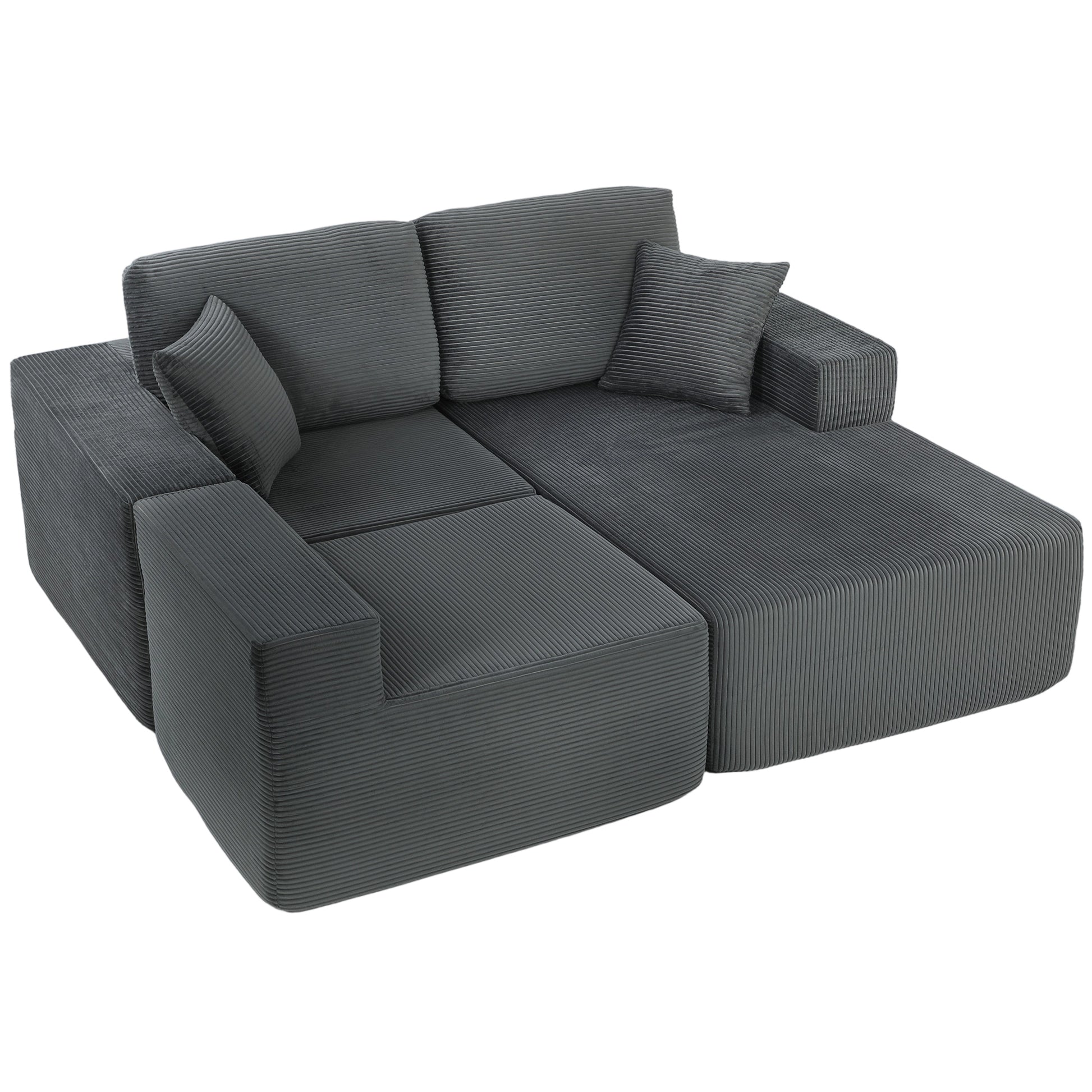 2-in-1 Modular Sectional Sofa Bed - Dark Grey-DECOROLALA
