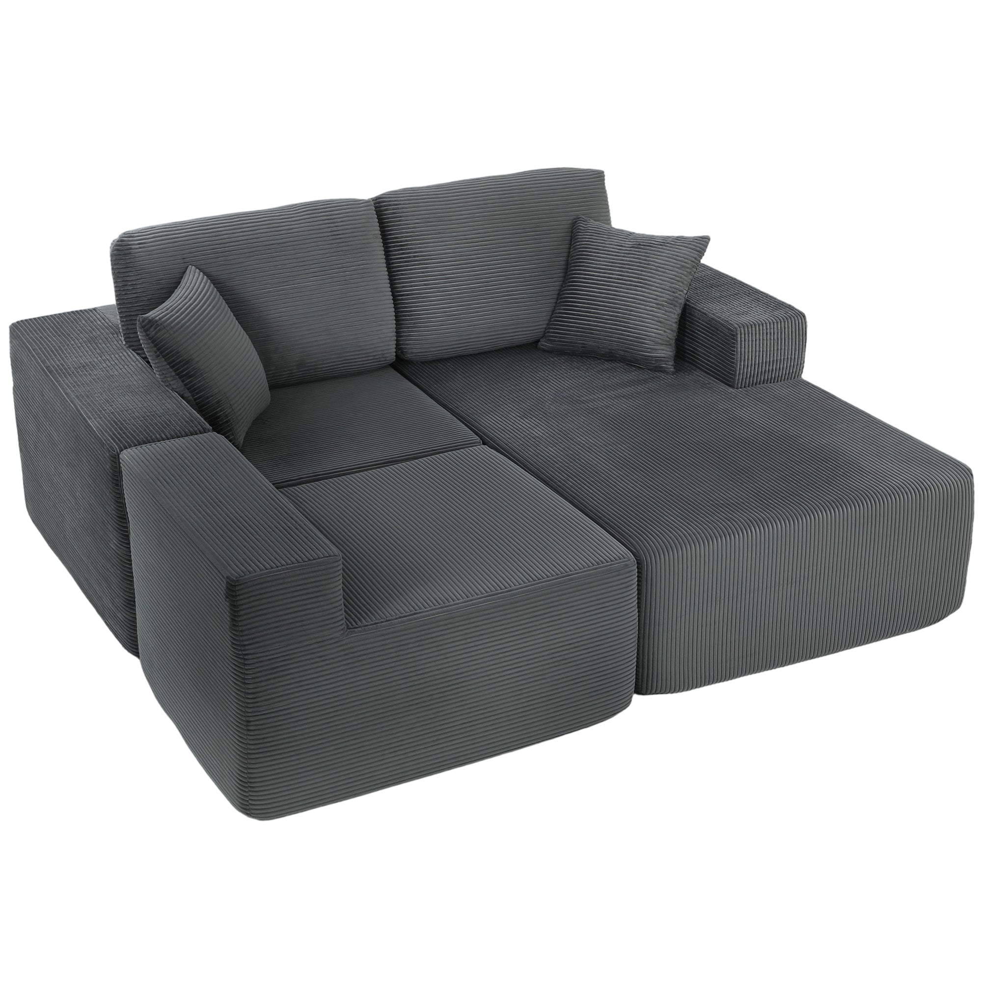 2-in-1 Modular Sectional Sofa Bed - Dark Grey-DECOROLALA