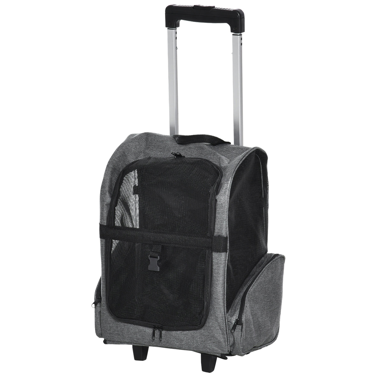 2-in-1 Pet Carrier Backpack and Rolling Trolley - Grey-Dogs-DECOROLALA