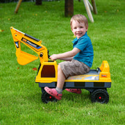 No Power Ride On Excavator Construction Digger Multi-Functional Truck Toy with 2 in 1 Design Detachable Digging Bucket and Grab Bucket, Music, Light, Yellow-Toys & Games > Baby & Toddler Toys > Riding & Rocking Toys > Toy Excavators-DECOROLALA