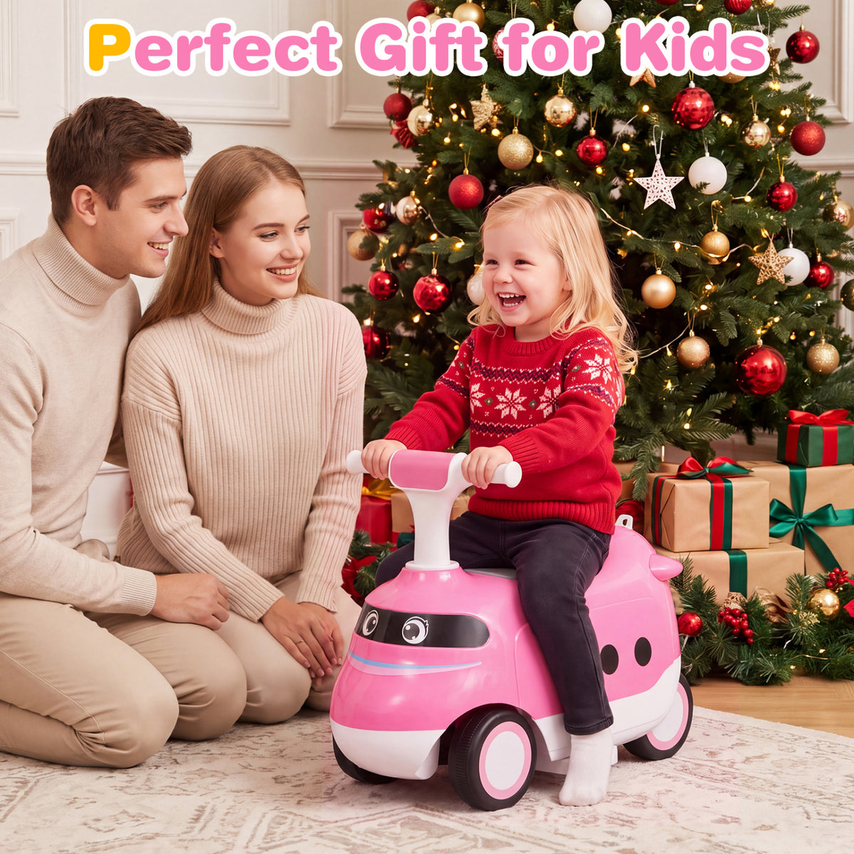2-in-1 Ride On Push Car for Toddlers 1-3 Years Old with Horn