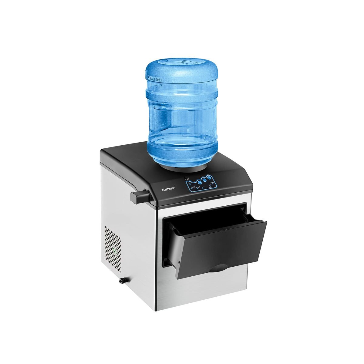 2-in-1 Stainless Steel Countertop Ice Maker with Water Dispenser-Ice Makers-DECOROLALA