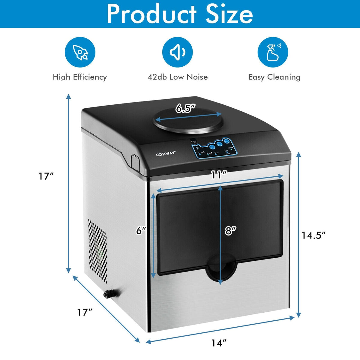 2-in-1 Stainless Steel Countertop Ice Maker with Water Dispenser-Ice Makers-DECOROLALA
