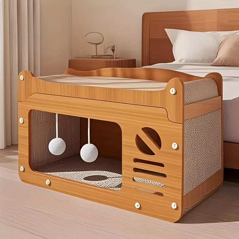 2-in-1 Wall Cat Bed and Scratching Post-Cat Furniture-DECOROLALA