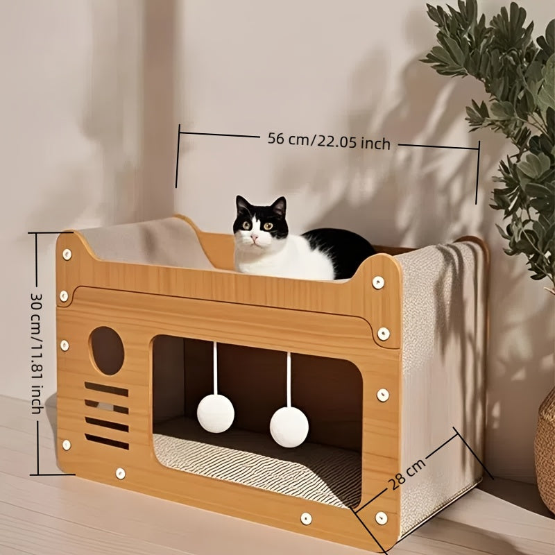 2-in-1 Wall-Mounted Cat Bed and Scratching Post - Double Layer-Cat Furniture-DECOROLALA