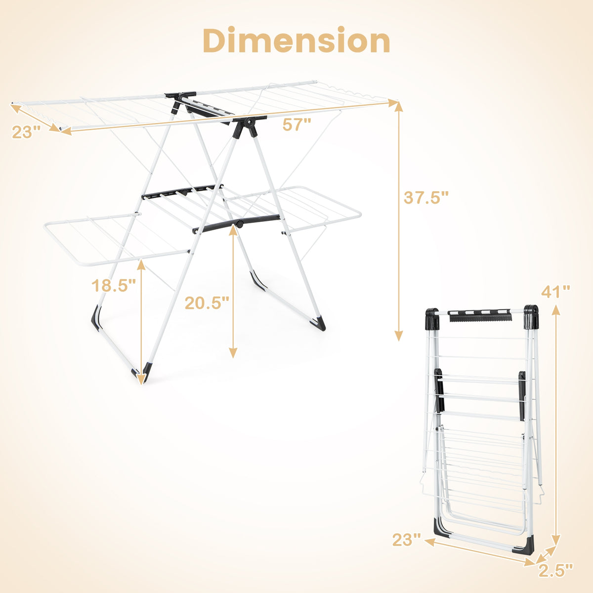 2-level Laundry Drying Rack with Height Adjustable Wings-Laundry Drying Racks-DECOROLALA
