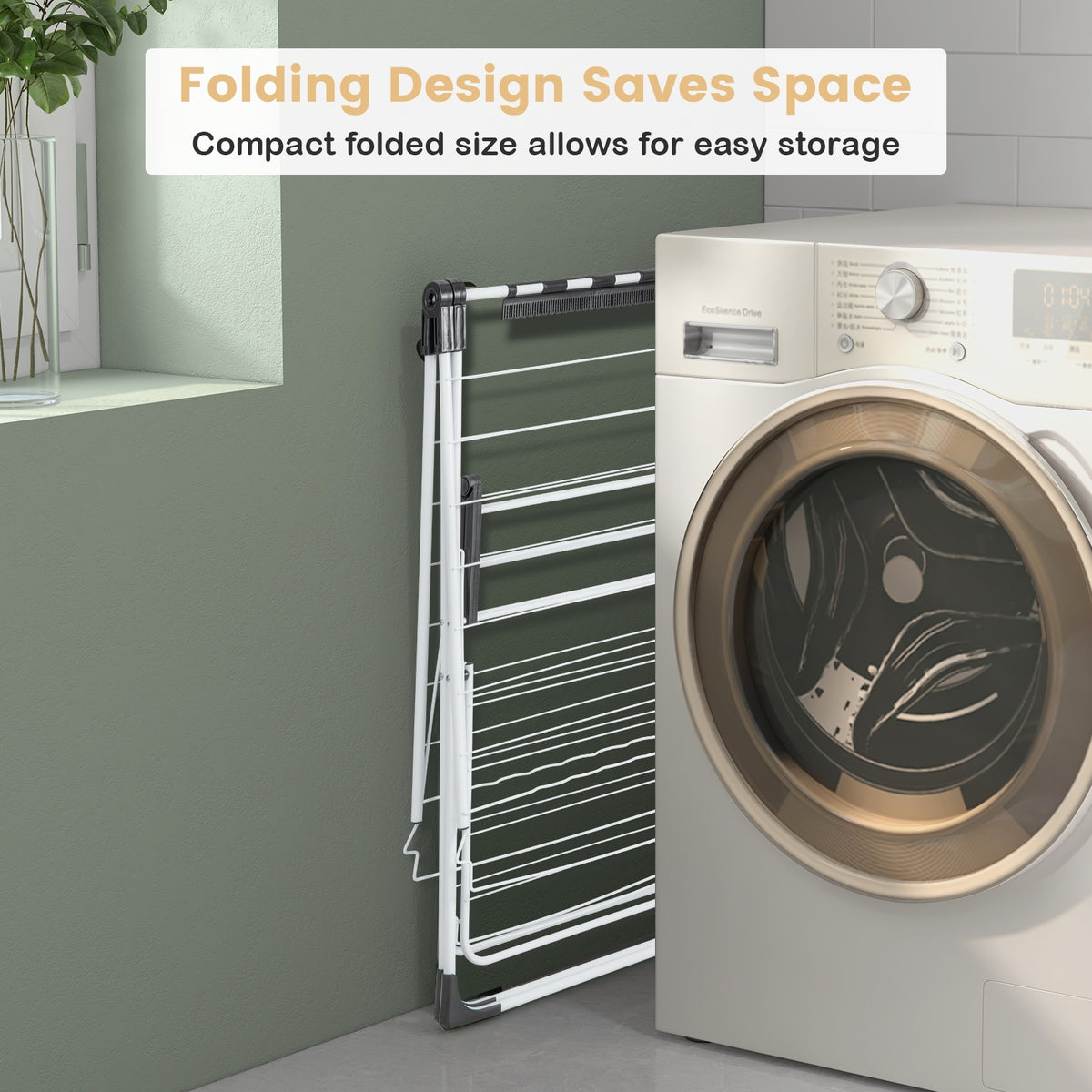 2-level Laundry Drying Rack with Height Adjustable Wings-Laundry Drying Racks-DECOROLALA