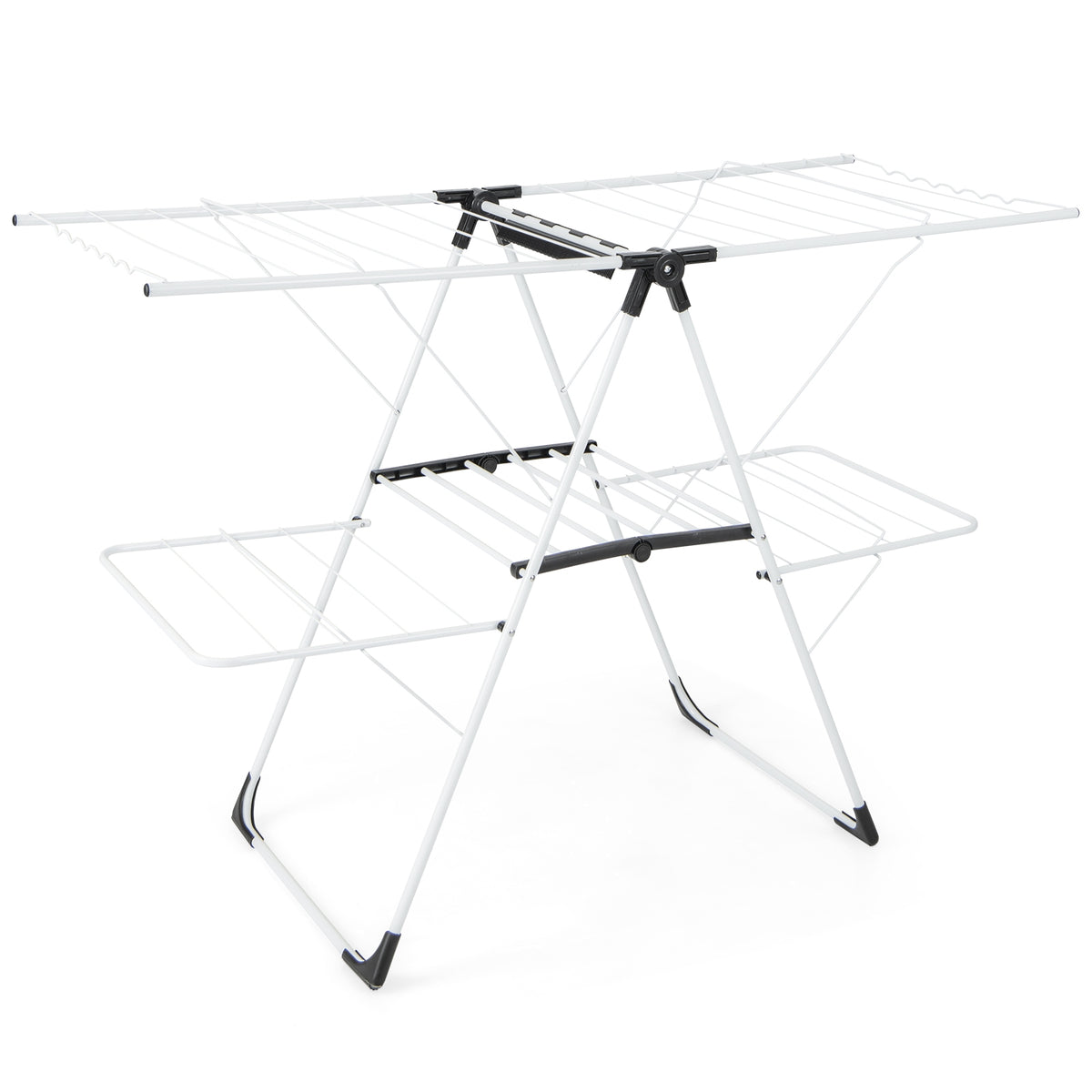 2-level Laundry Drying Rack with Height Adjustable Wings-Laundry Drying Racks-DECOROLALA