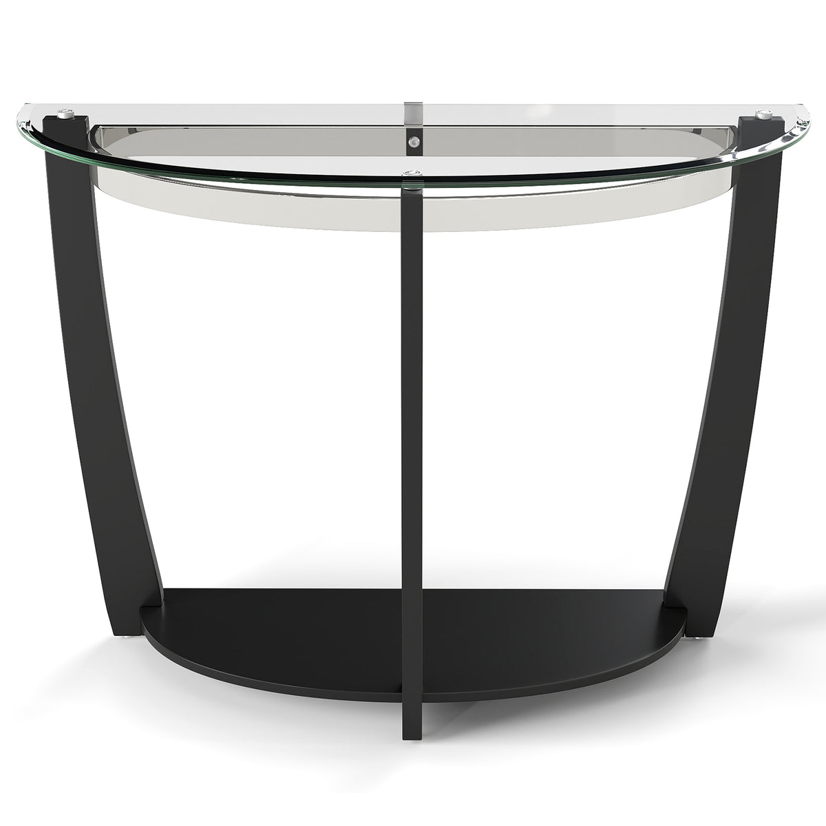 2-tier Tempered Glass Console Table with Clear Glass Top and Open Shelf-Black-End & Side Tables-DECOROLALA
