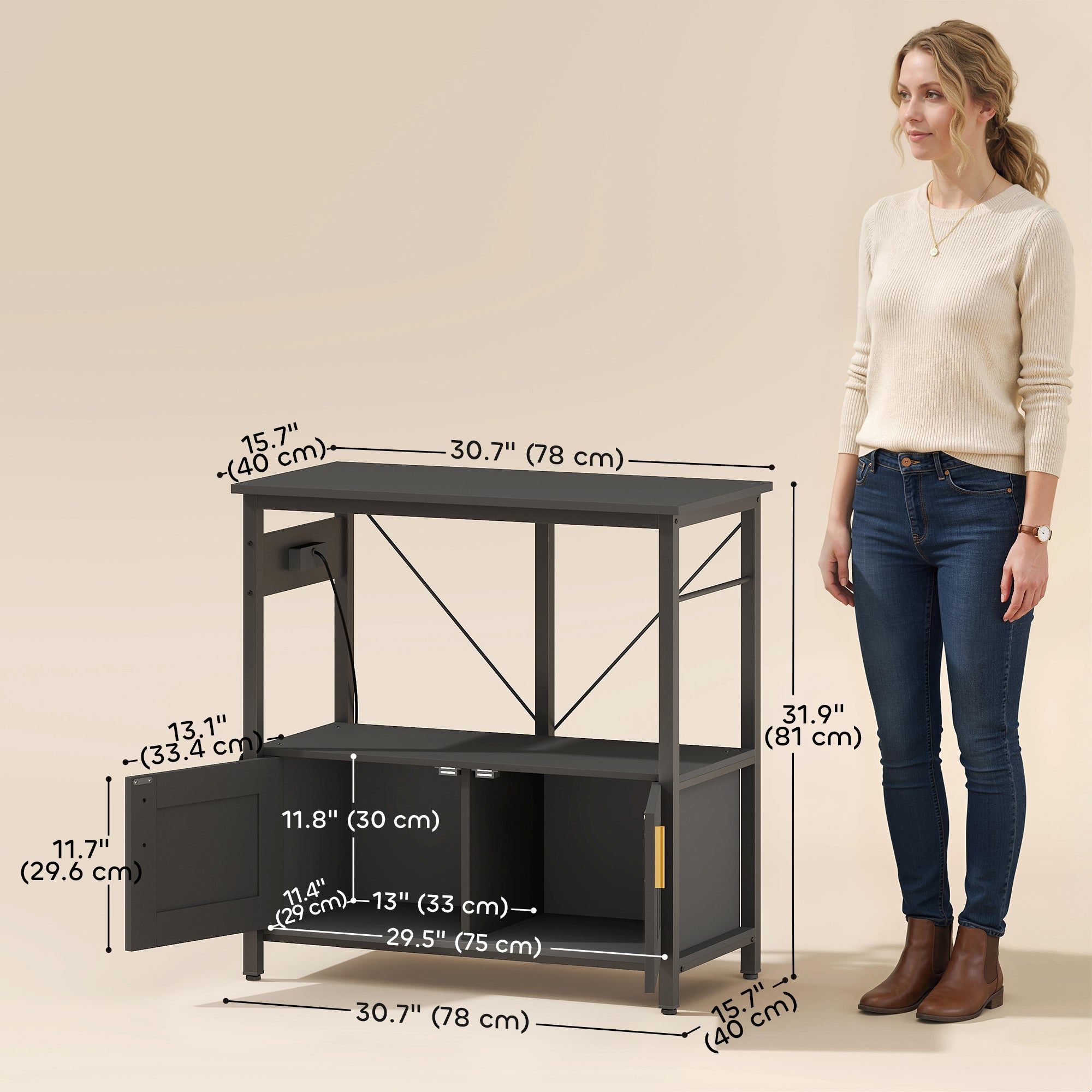 20-29 Gallon Fish Tank Stand Aquarium Stand 330 LBS Capacity for Home, Office, 30.7" x 15.7" x 31.9", Black-Small Animals-DECOROLALA