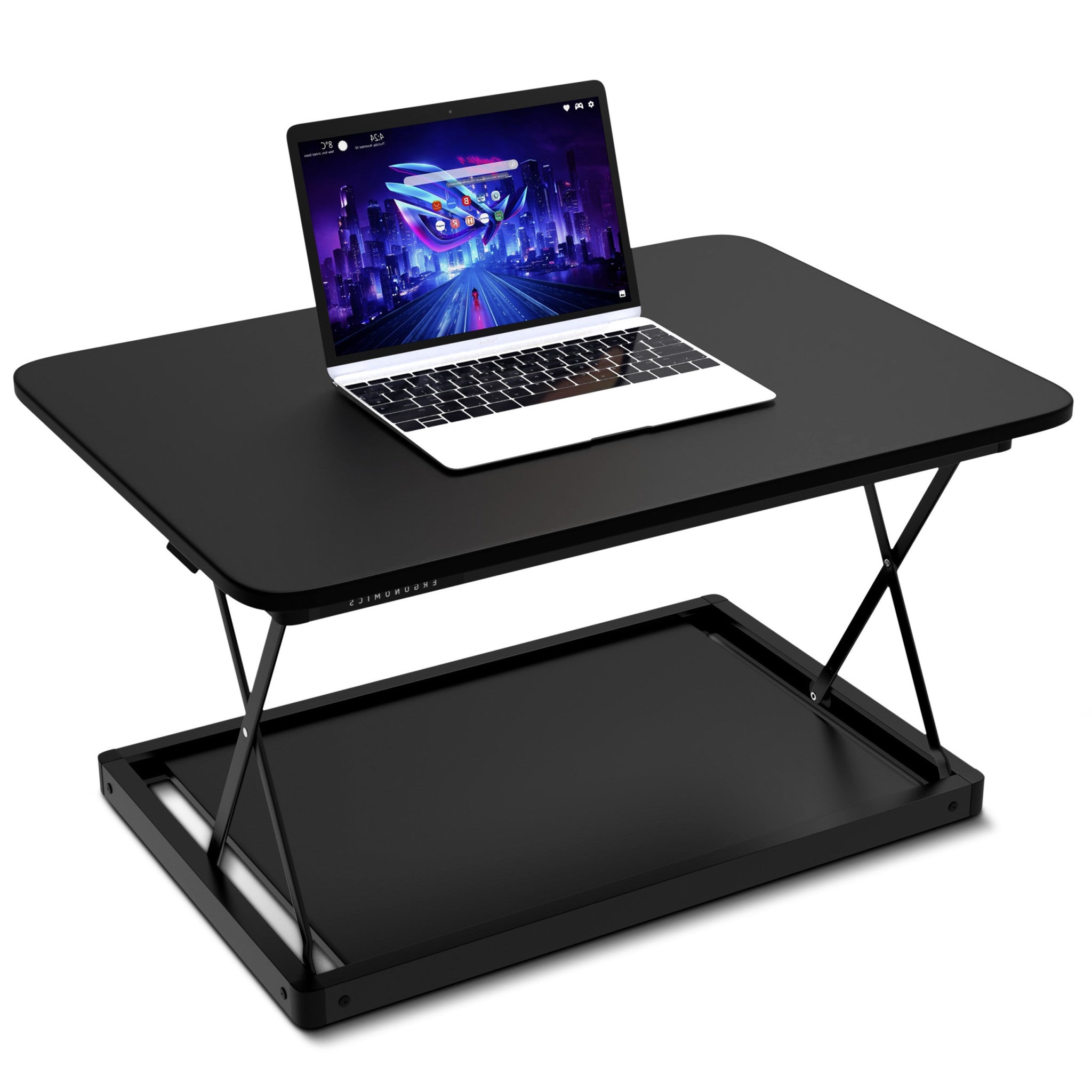 20" Adjustable Black Stainless Steel Standing Desk Converter-Desks-DECOROLALA