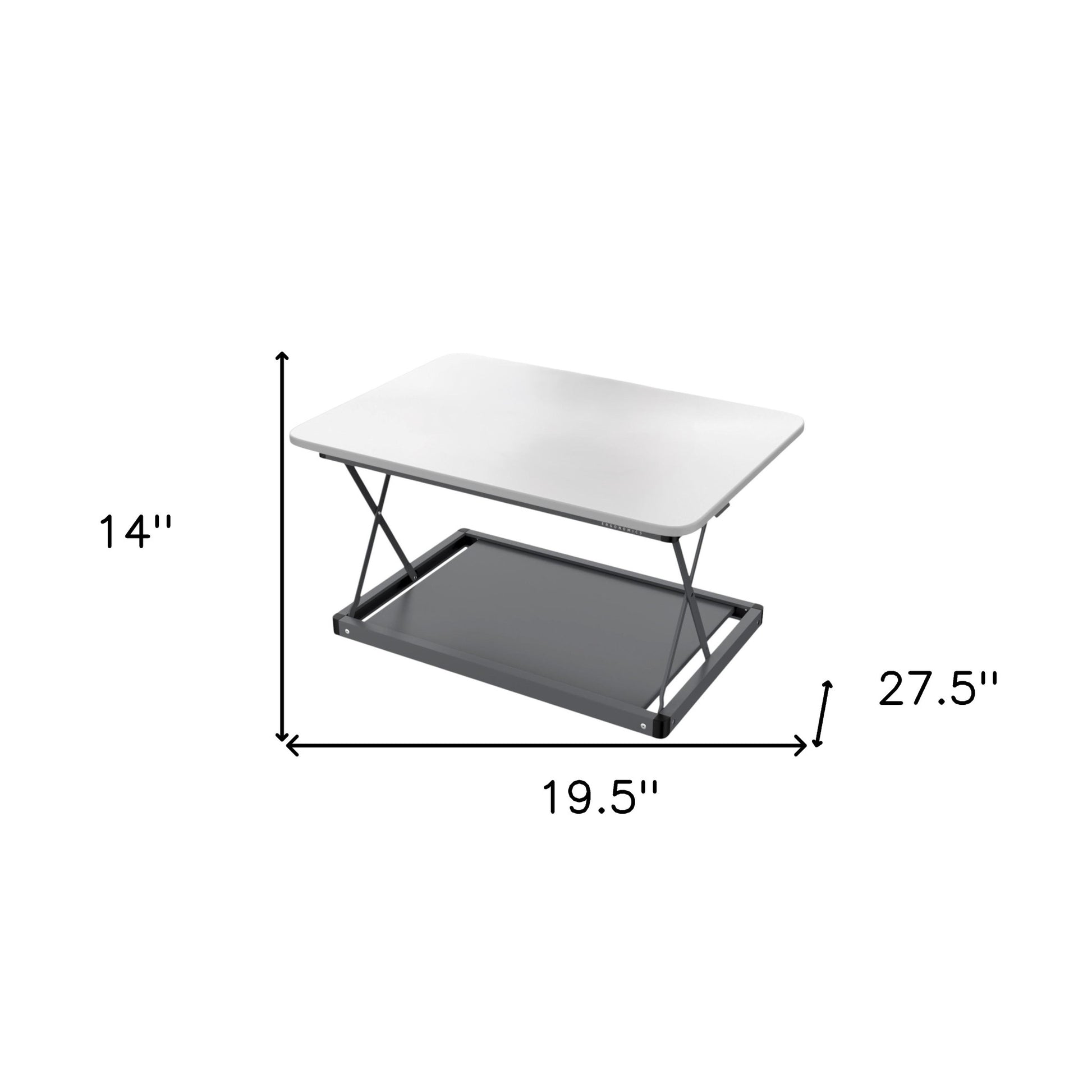 20" Adjustable White and Silver Stainless Steel Standing Desk Converter-Desks-DECOROLALA