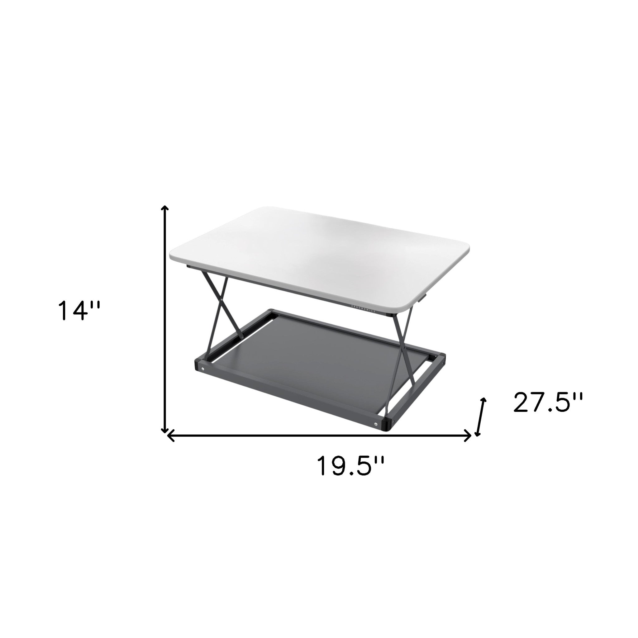 20" Adjustable White and Silver Stainless Steel Standing Desk Converter-Desks-DECOROLALA