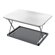 20" Adjustable White and Silver Stainless Steel Standing Desk Converter-Desks-DECOROLALA