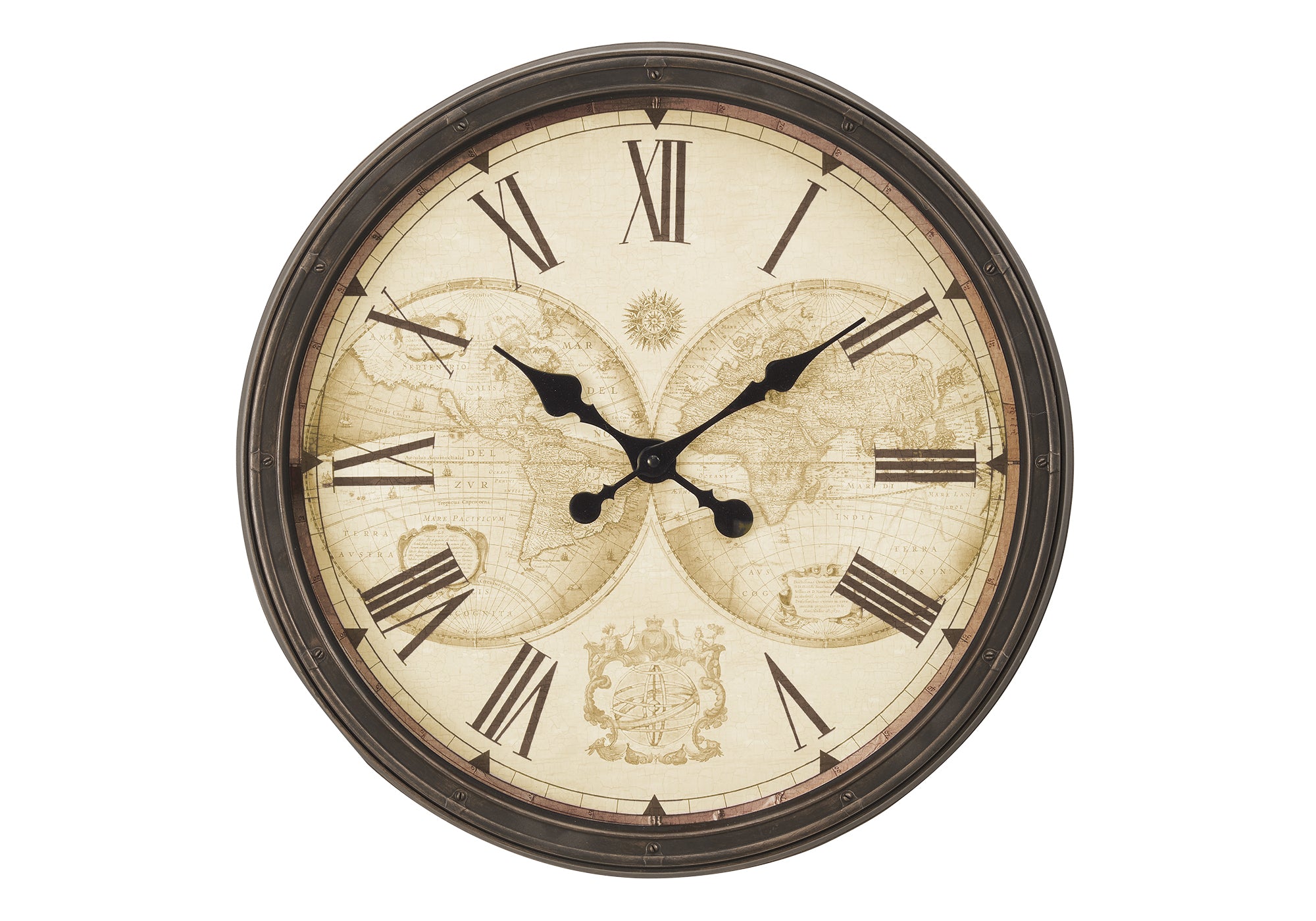 20" Antique Brown Round Wall Clock-Clocks-DECOROLALA
