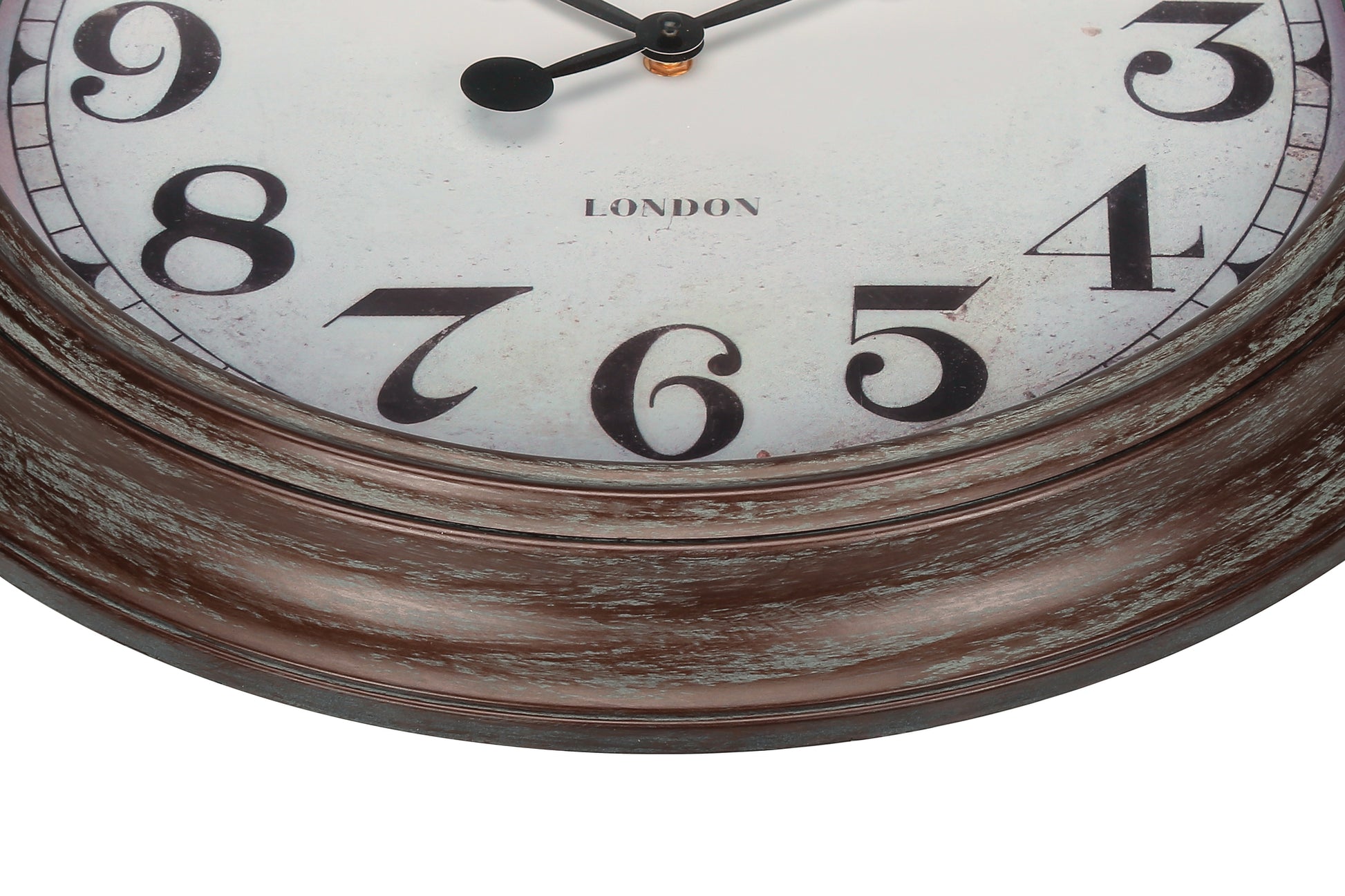 20" Antique Brown Round Wall Clock-Clocks-DECOROLALA