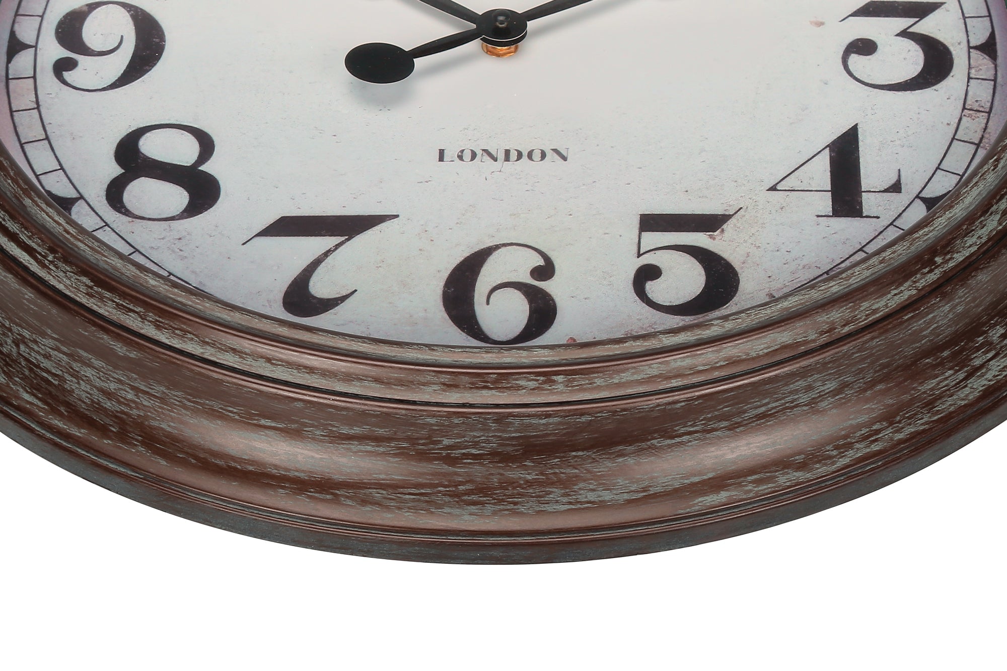 20" Antique Brown Round Wall Clock-Clocks-DECOROLALA