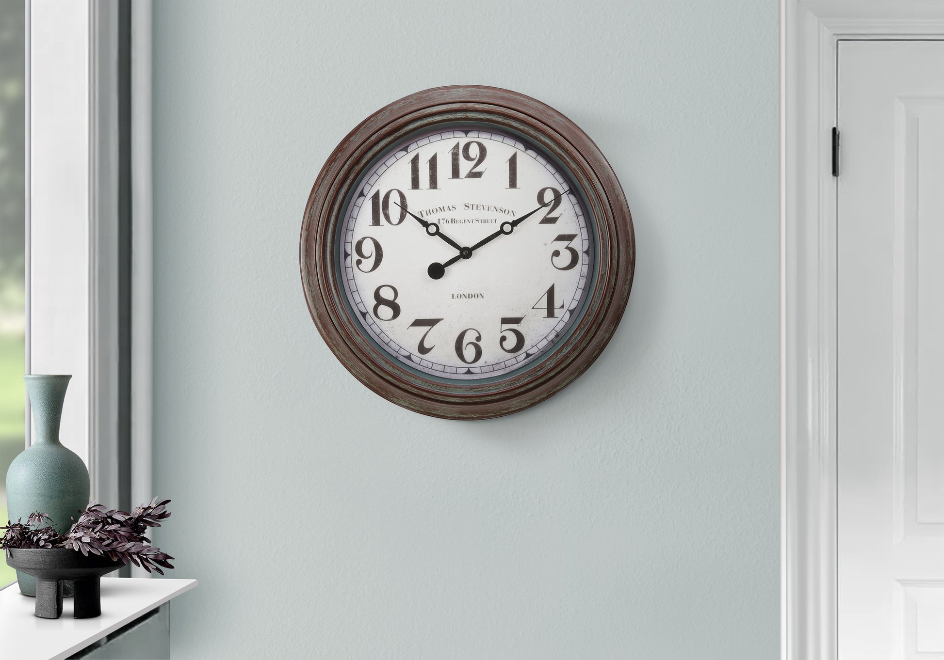 20" Antique Brown Round Wall Clock-Clocks-DECOROLALA