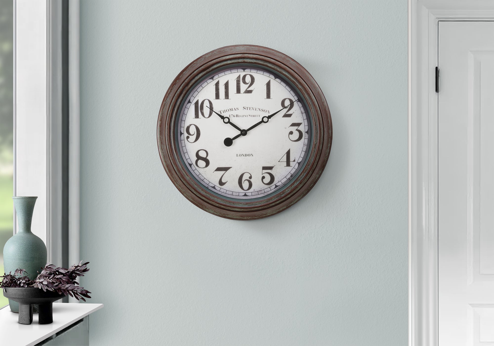 20" Antique Brown Round Wall Clock-Clocks-DECOROLALA