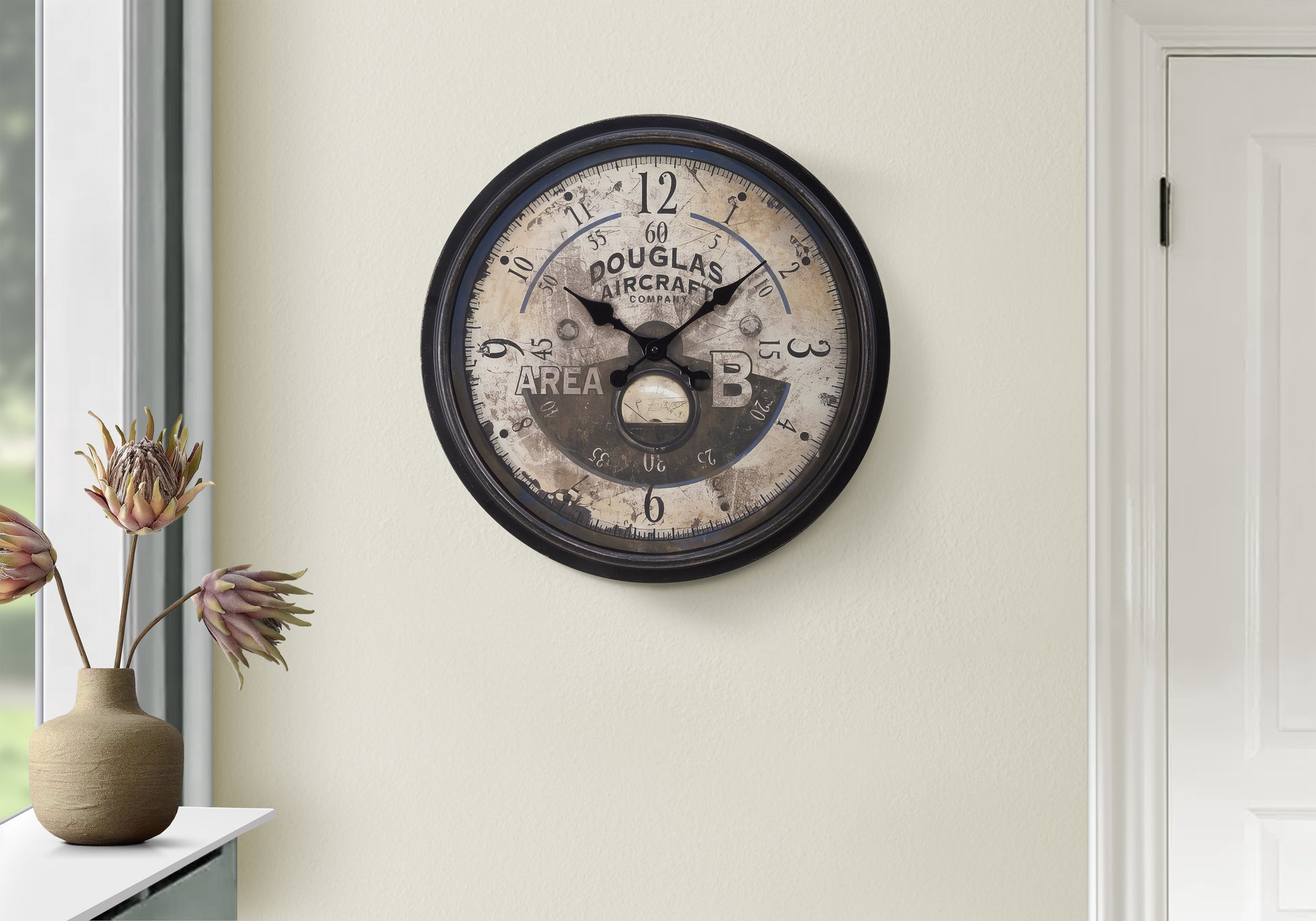20" Antique Brown Round Wall Clock-Clocks-DECOROLALA