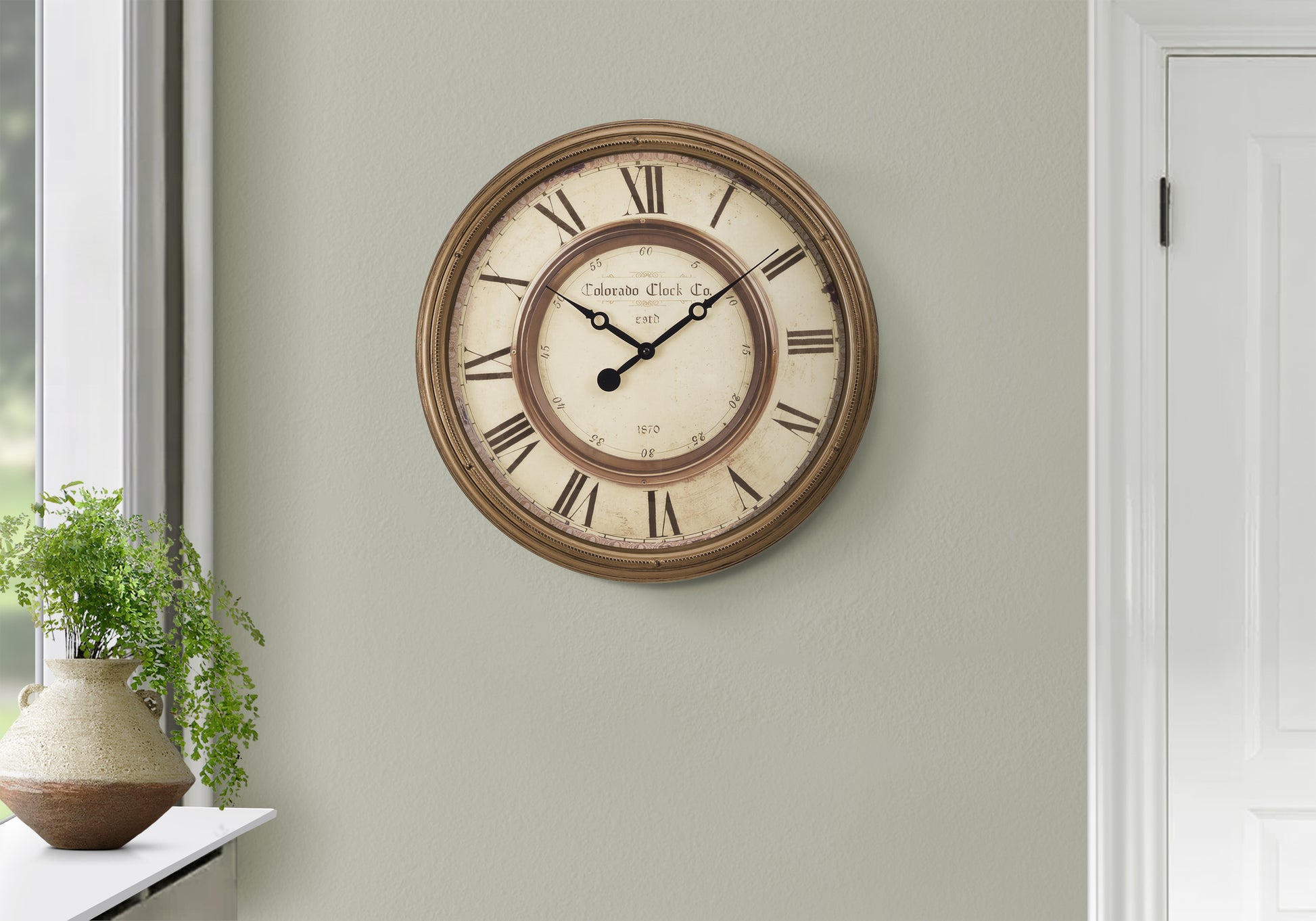 20" Antique Brown Wall Clock with Roman Numerals-Clocks-DECOROLALA
