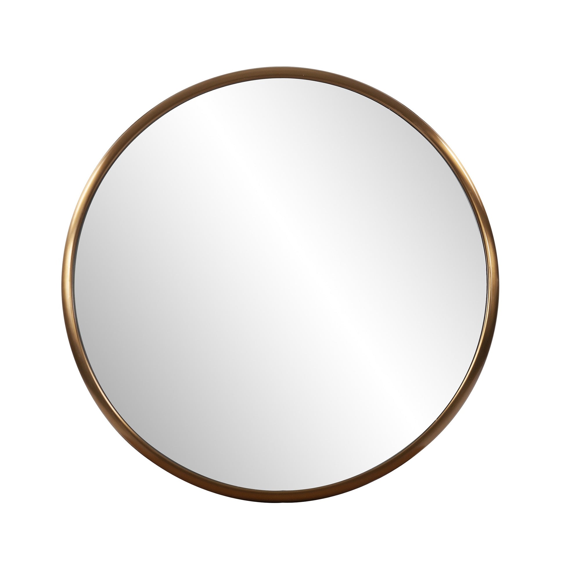 20" Antiqued Brass Round Metal Framed Accent Mirror-Mirrors-DECOROLALA
