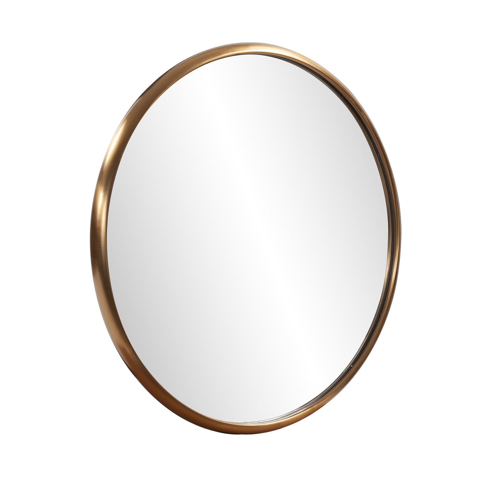 20" Antiqued Brass Round Metal Framed Accent Mirror-Mirrors-DECOROLALA