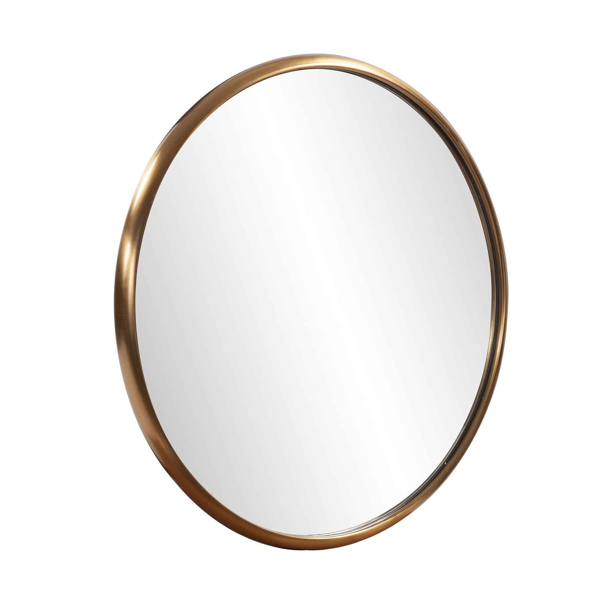 20" Antiqued Brass Round Metal Framed Accent Mirror-Mirrors-DECOROLALA