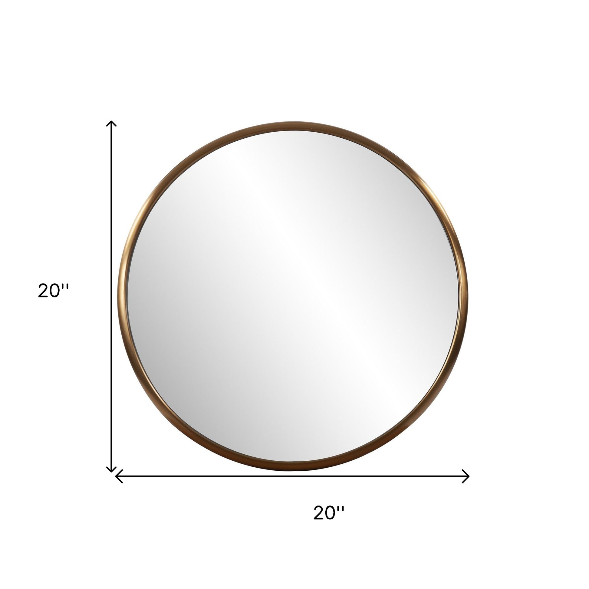 20" Antiqued Brass Round Metal Framed Accent Mirror-Mirrors-DECOROLALA