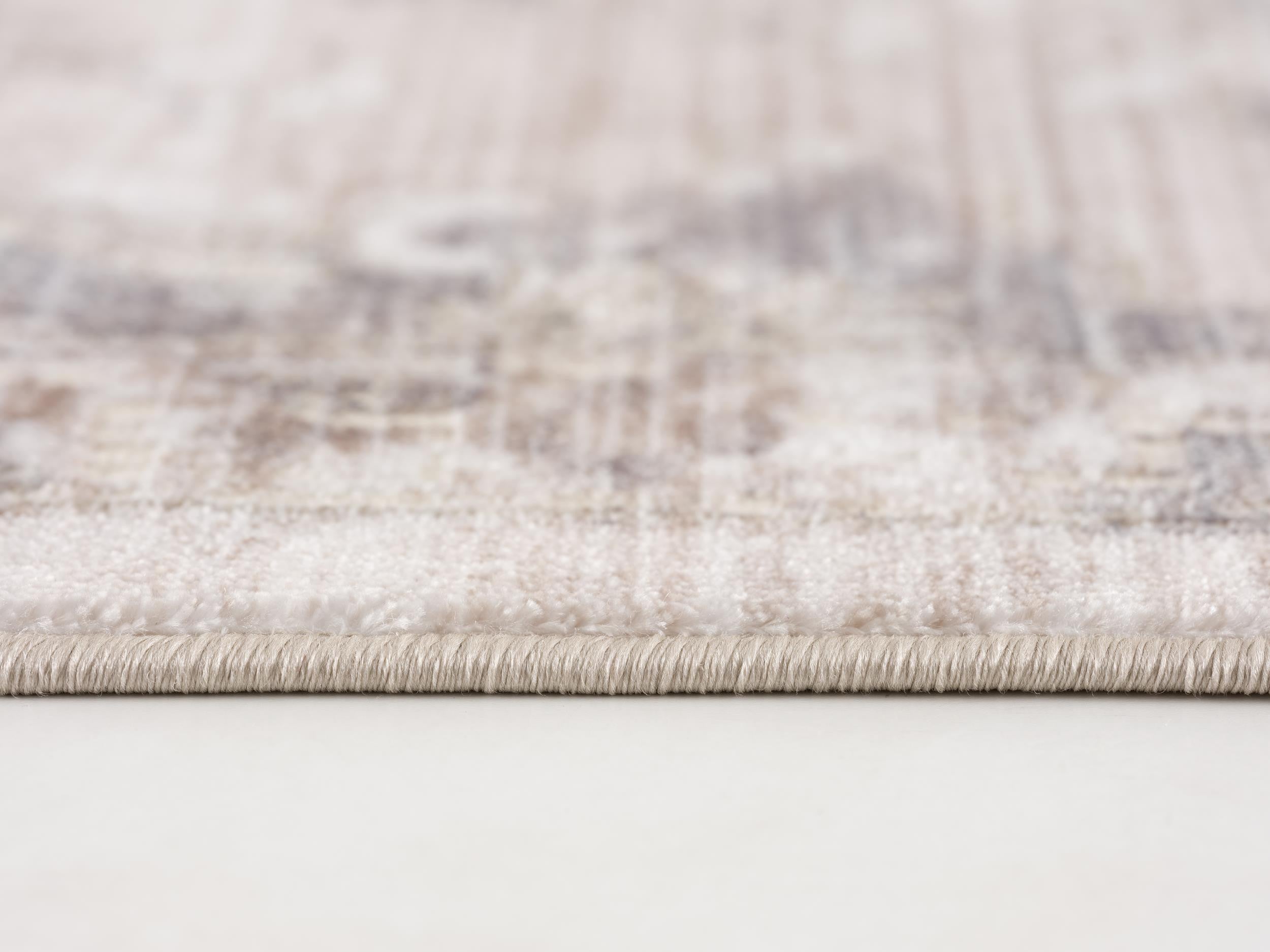 20' Beige And Ivory Medallion Distressed Runner Rug-Area Rugs-DECOROLALA