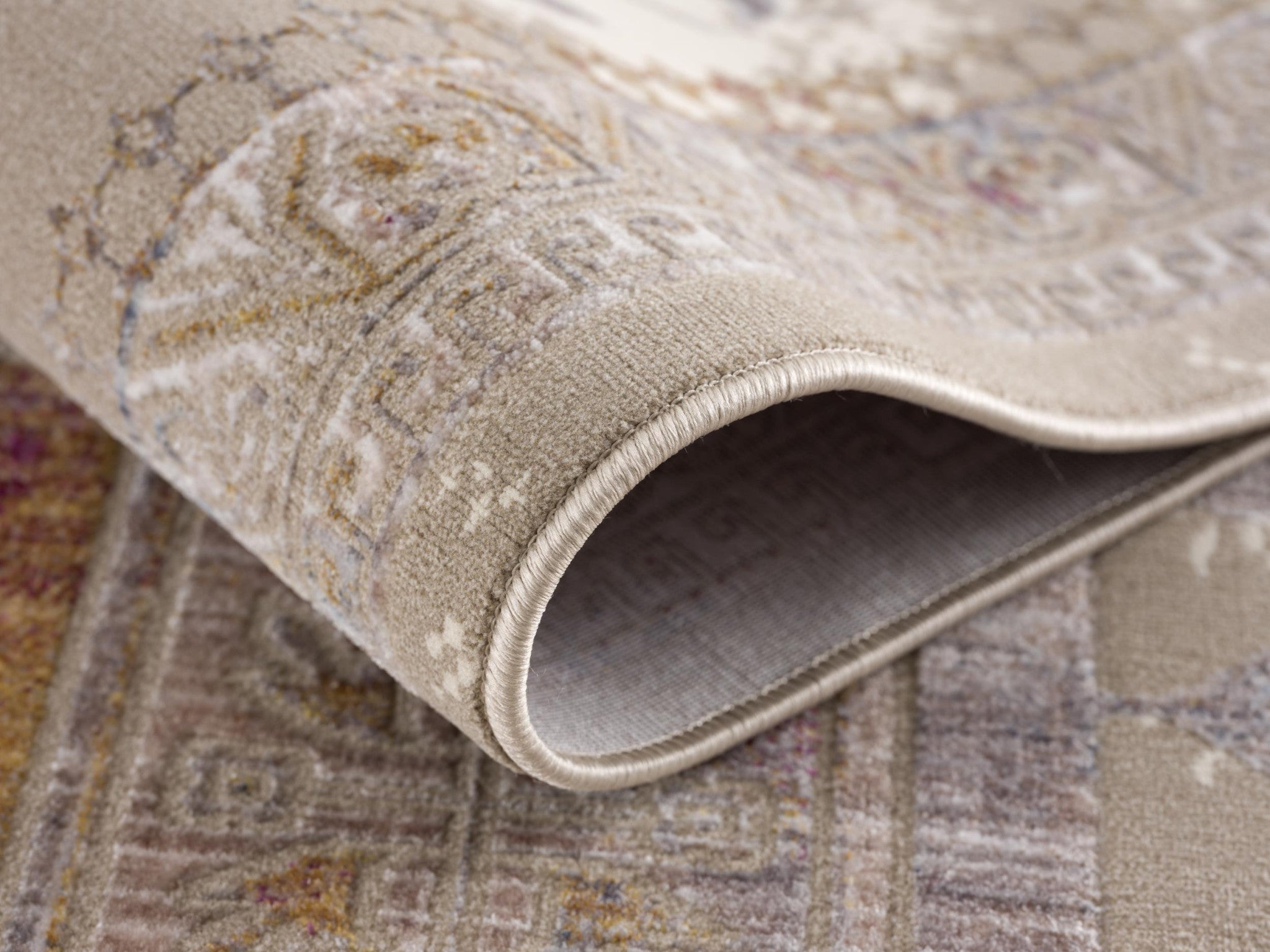 20' Beige And Ivory Medallion Runner Rug-Area Rugs-DECOROLALA