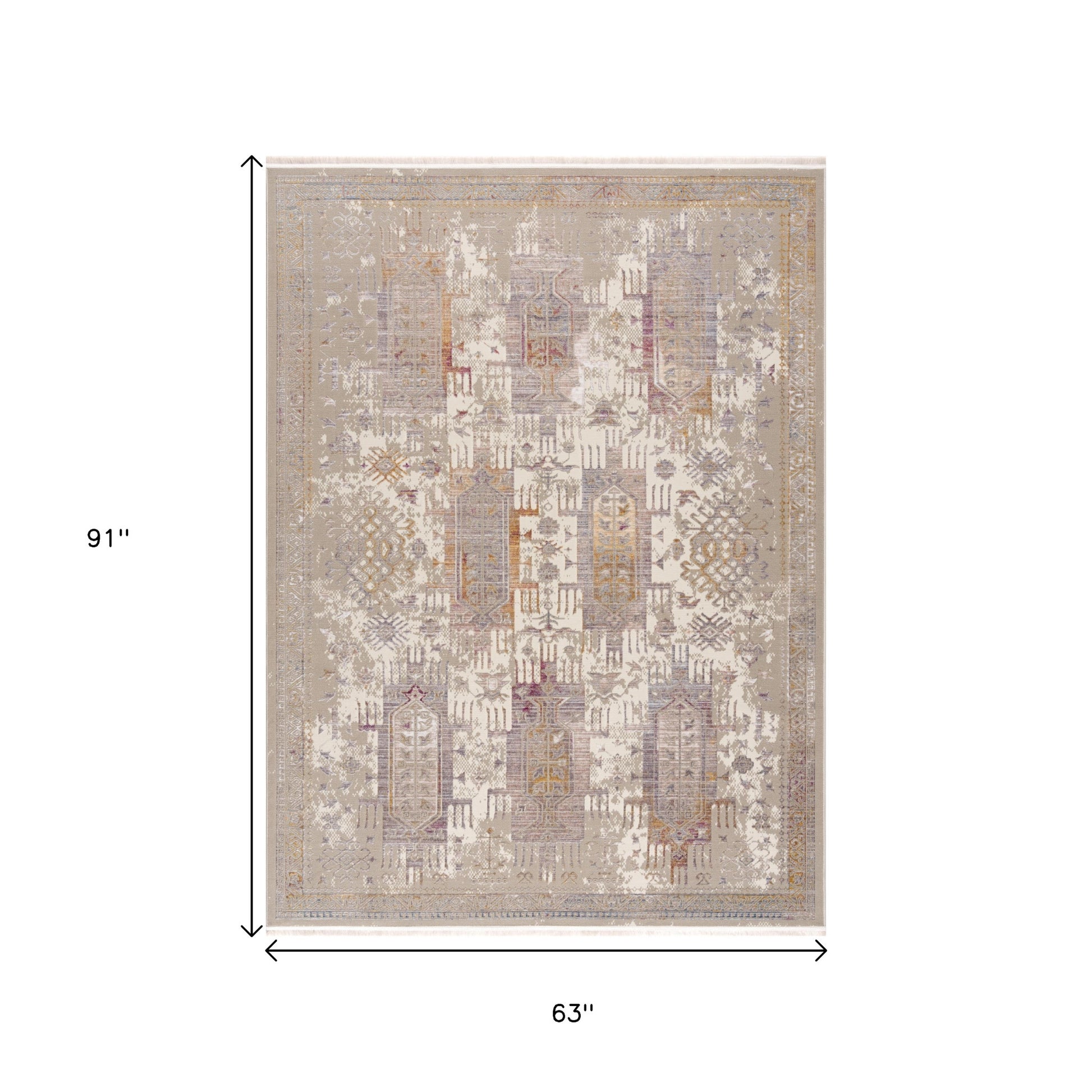 20' Beige And Ivory Medallion Runner Rug-Area Rugs-DECOROLALA