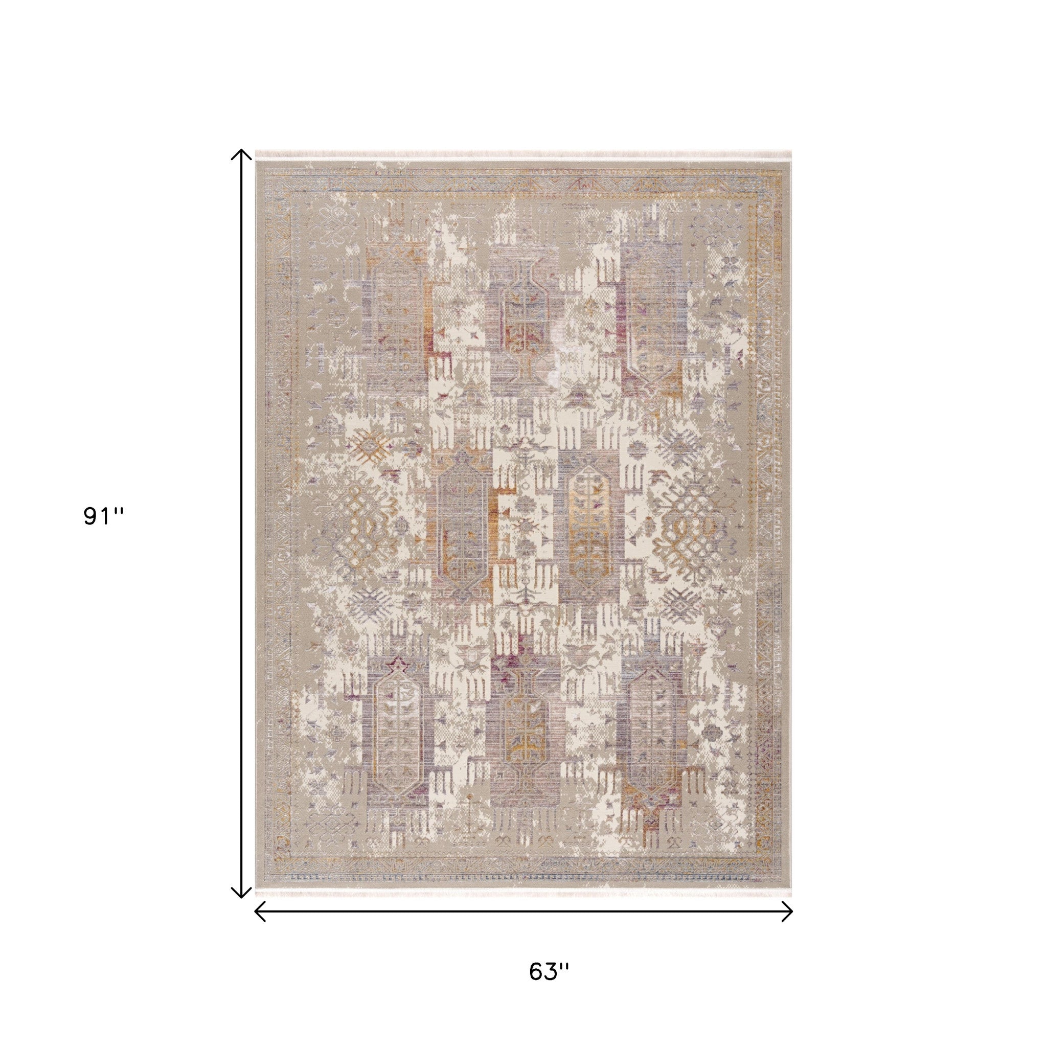 20' Beige And Ivory Medallion Runner Rug-Area Rugs-DECOROLALA