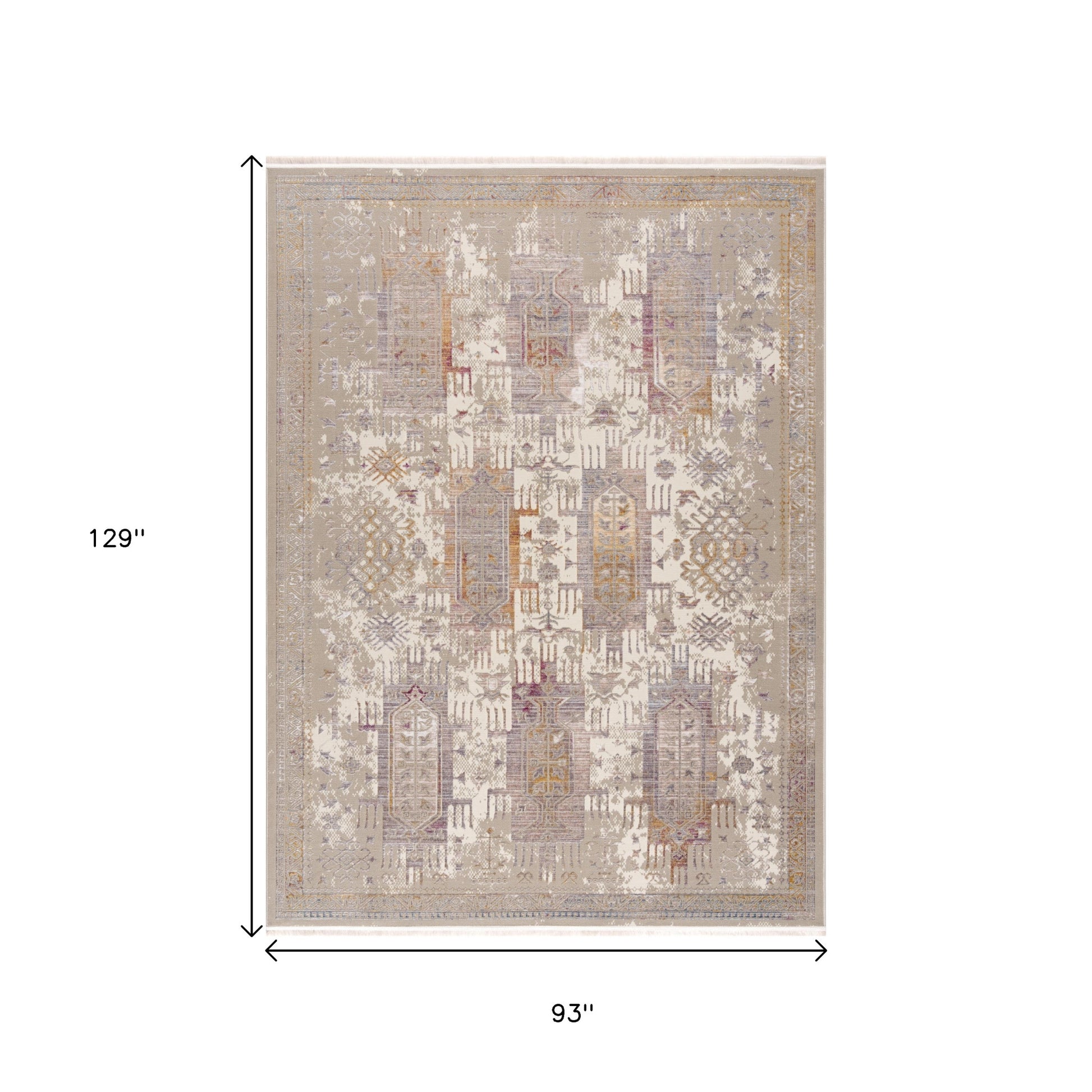 20' Beige And Ivory Medallion Runner Rug-Area Rugs-DECOROLALA