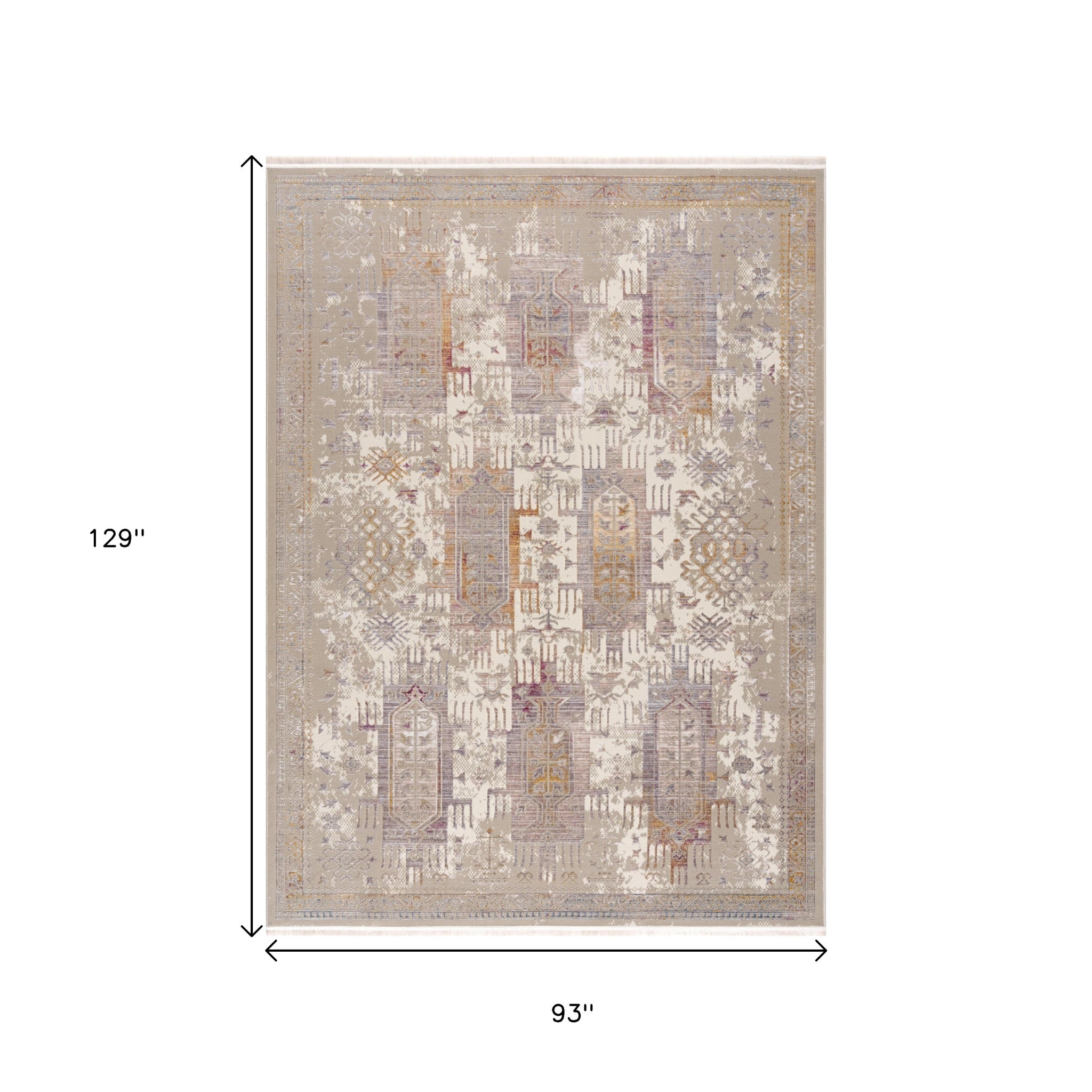 20' Beige And Ivory Medallion Runner Rug-Area Rugs-DECOROLALA